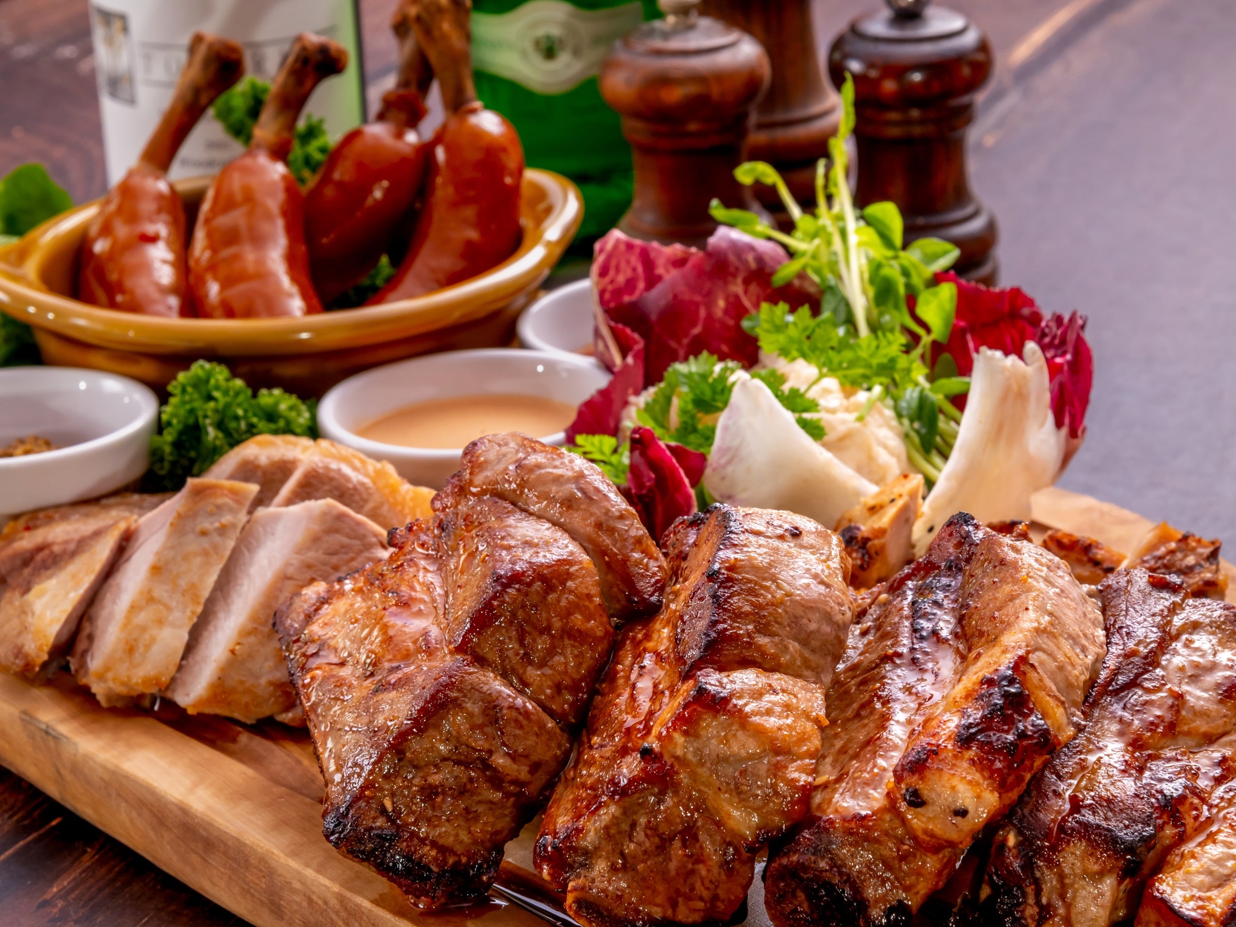 Meat platter plan with T-bone steak