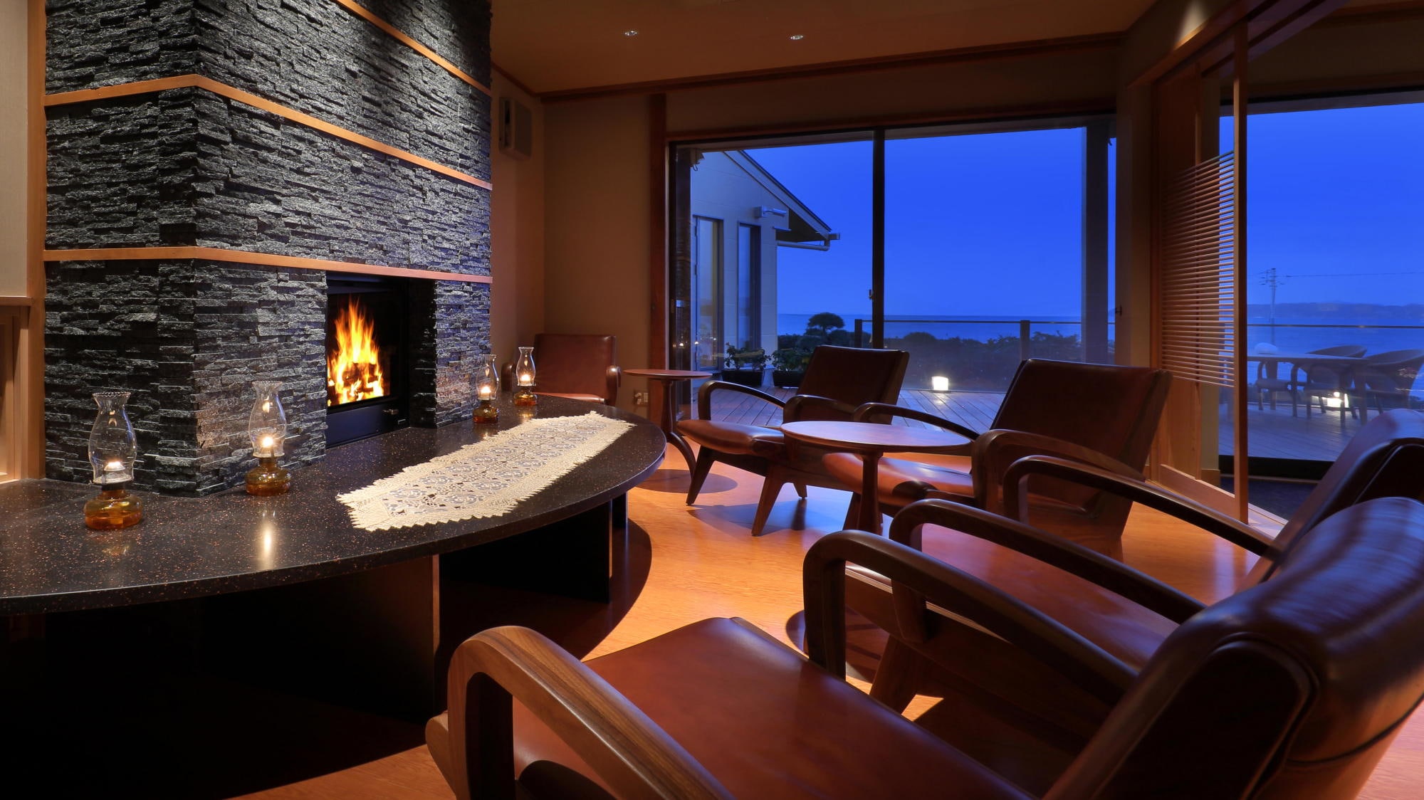 Lounge fireplace
