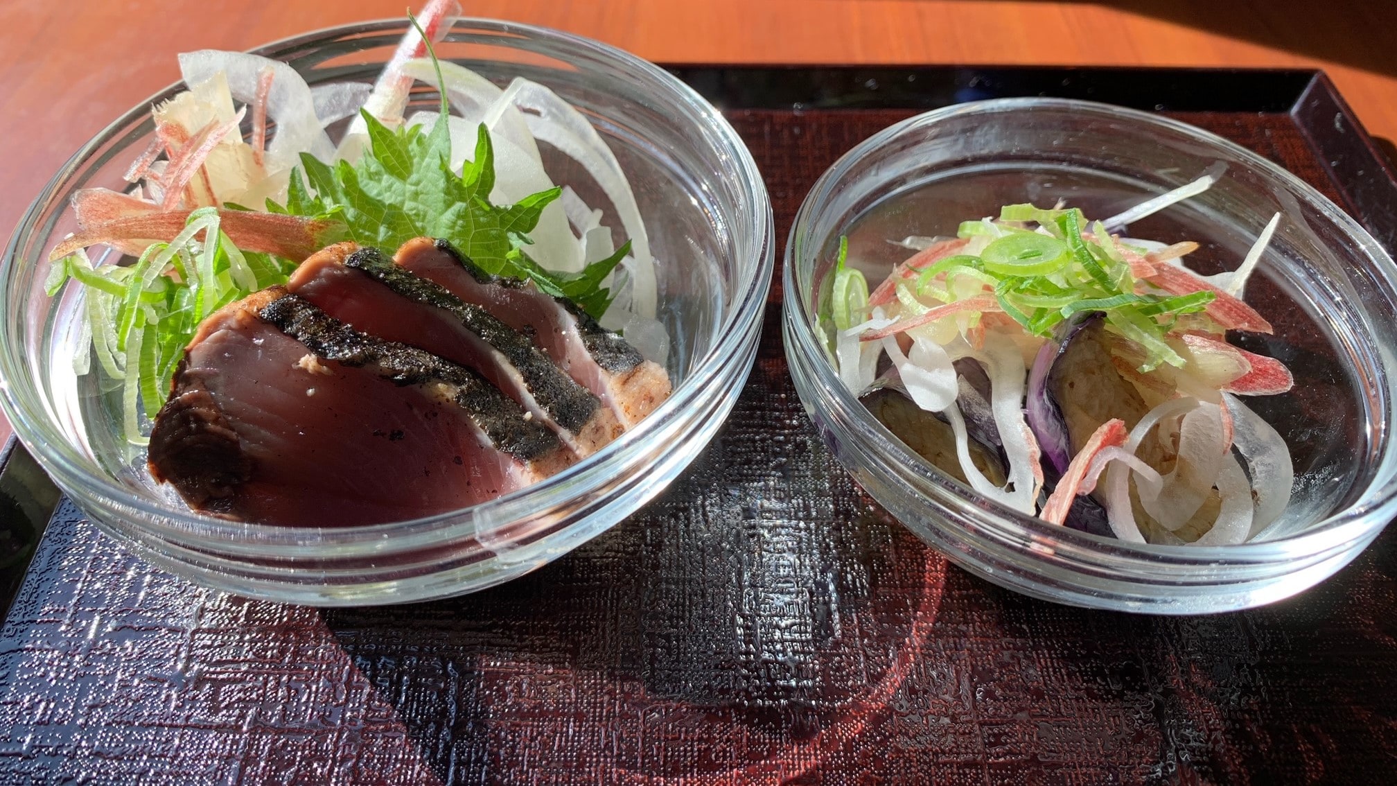 Popular local menu! Katsuo no tataki & eggplant tataki ♪