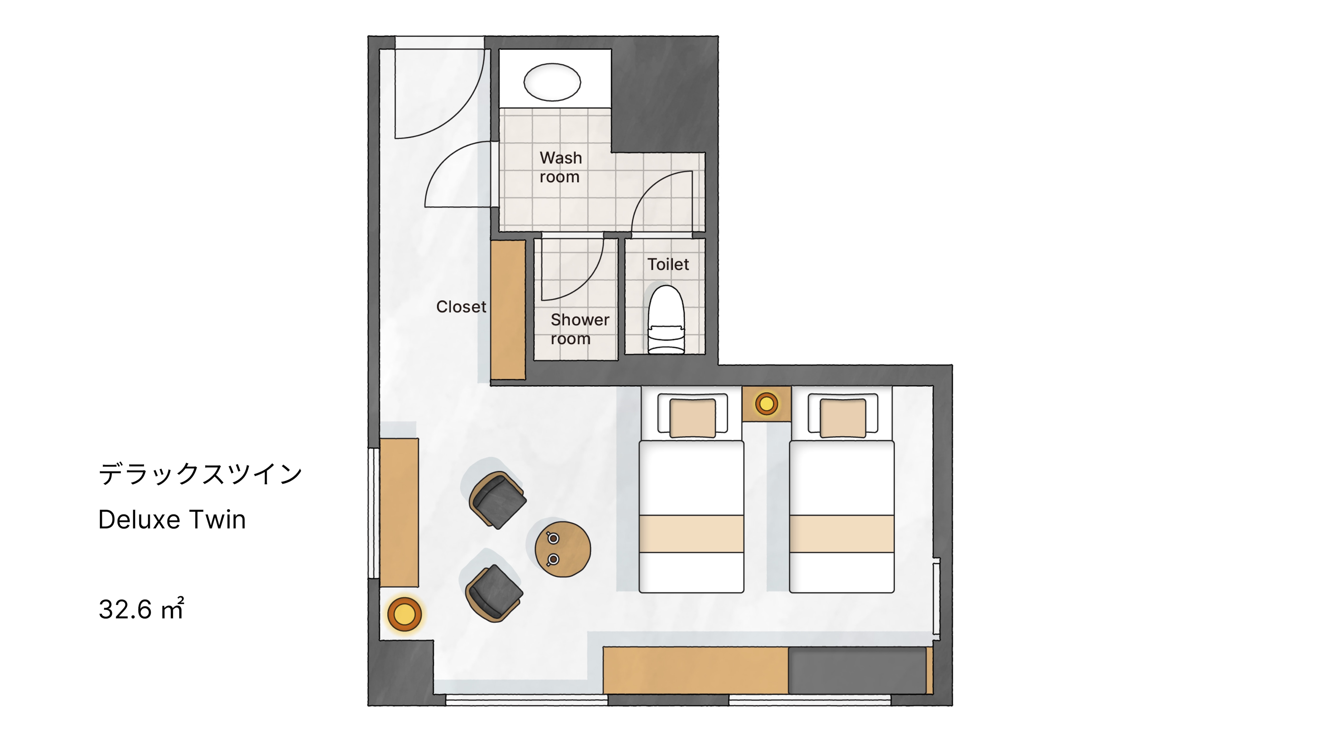 Example of a Deluxe Twin Room Layout