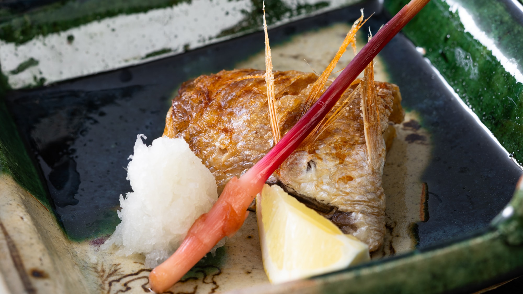 Salt-grilled fillet of blackthroat seaperch