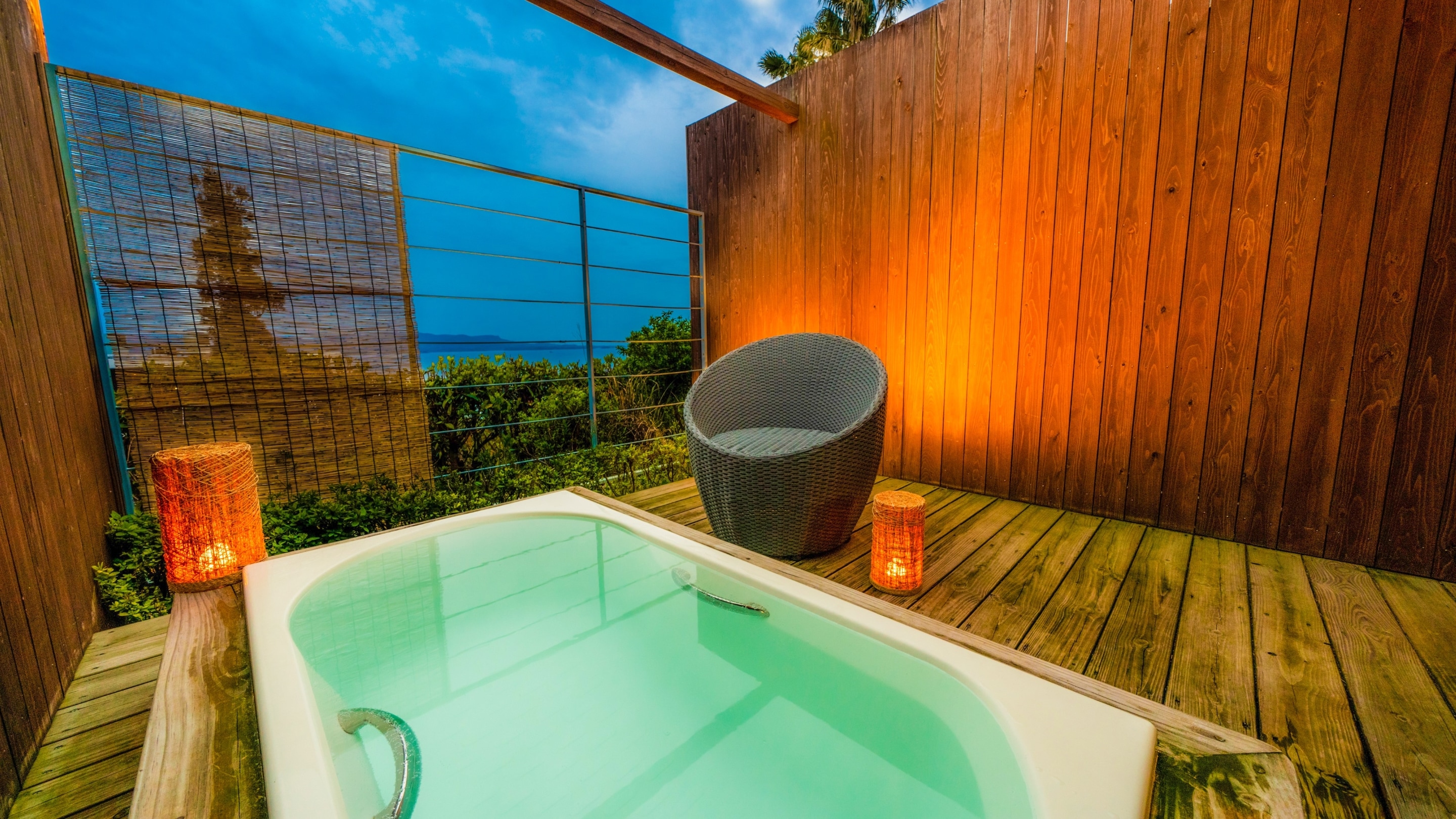 Standard Japanese-style room with open-air bath *An example of an open-air bath in a guest room