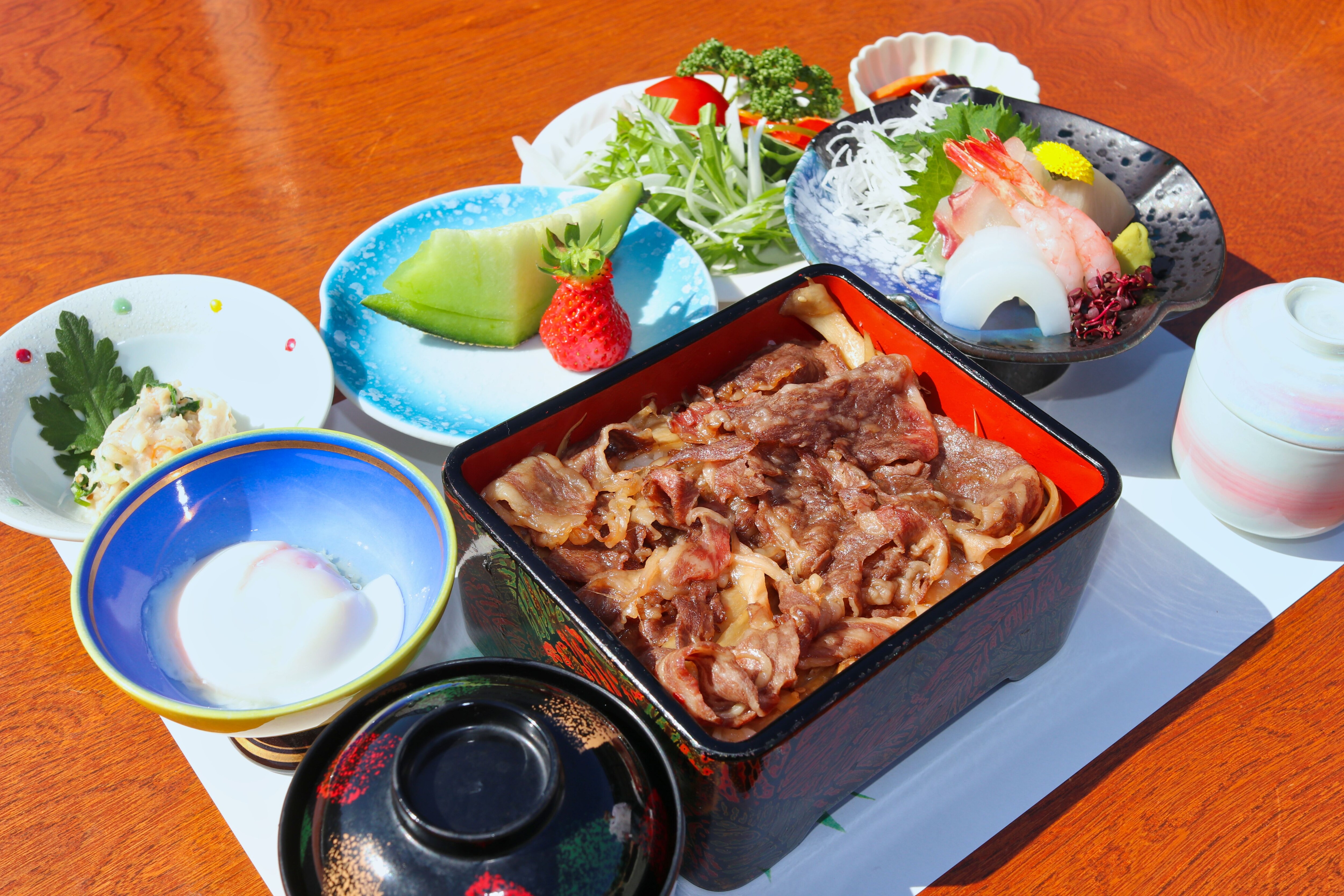 Aso red beef sukiyaki rice bowl dinner