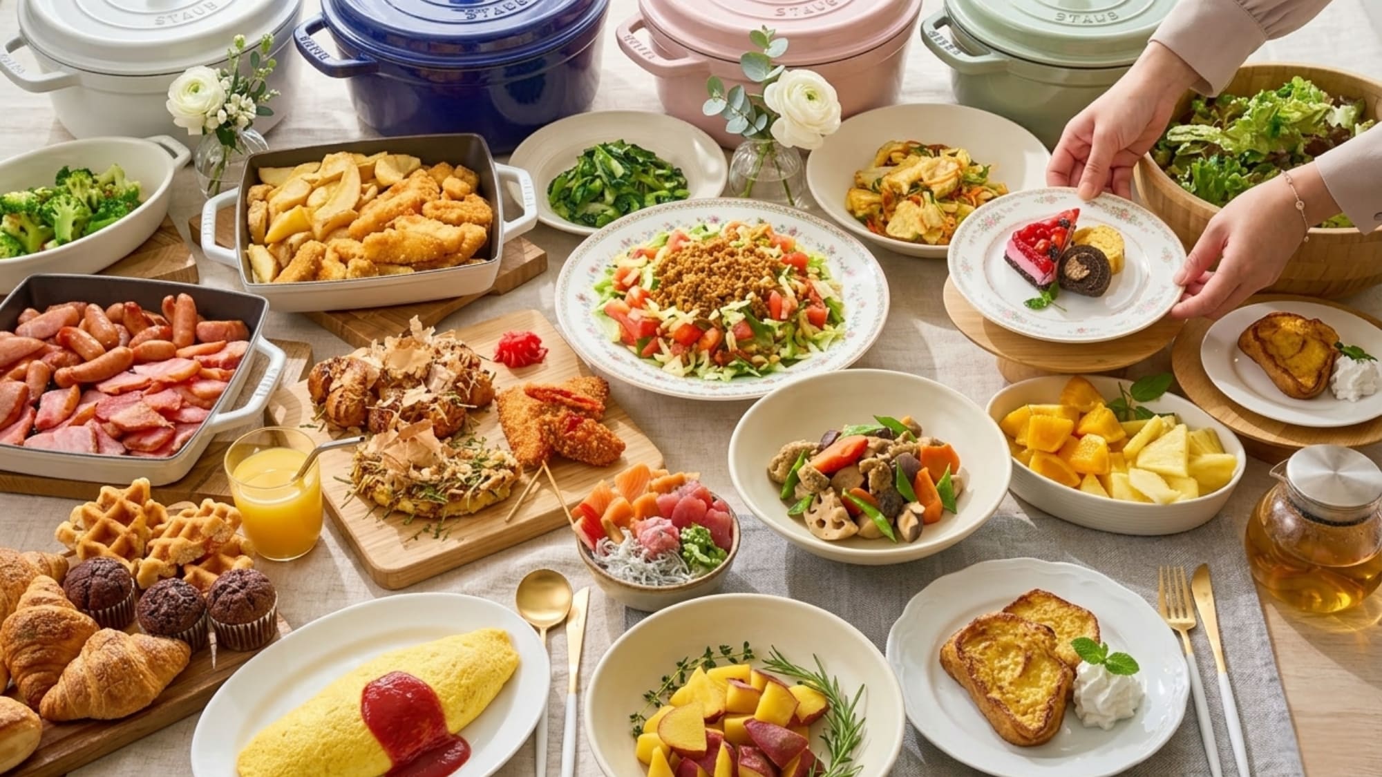 【朝食ビュッフェ】 テーマは「旅する朝食」。毎日変わるバラエティーに富んだ朝食をお楽しみください。