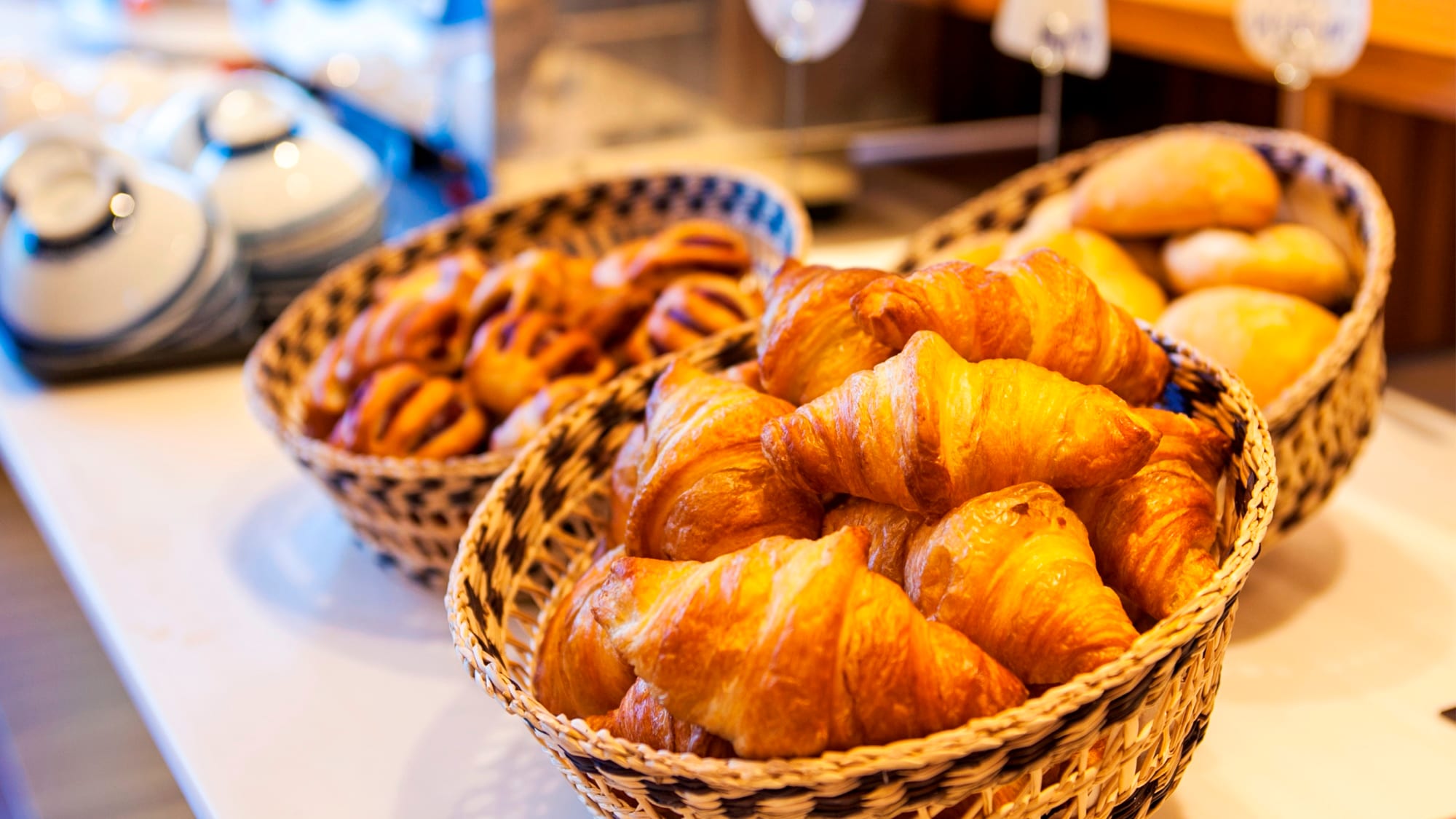 Freshly baked bread is served for breakfast