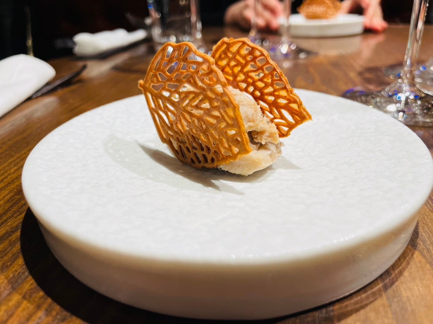 Pork rillettes and cheese tuile