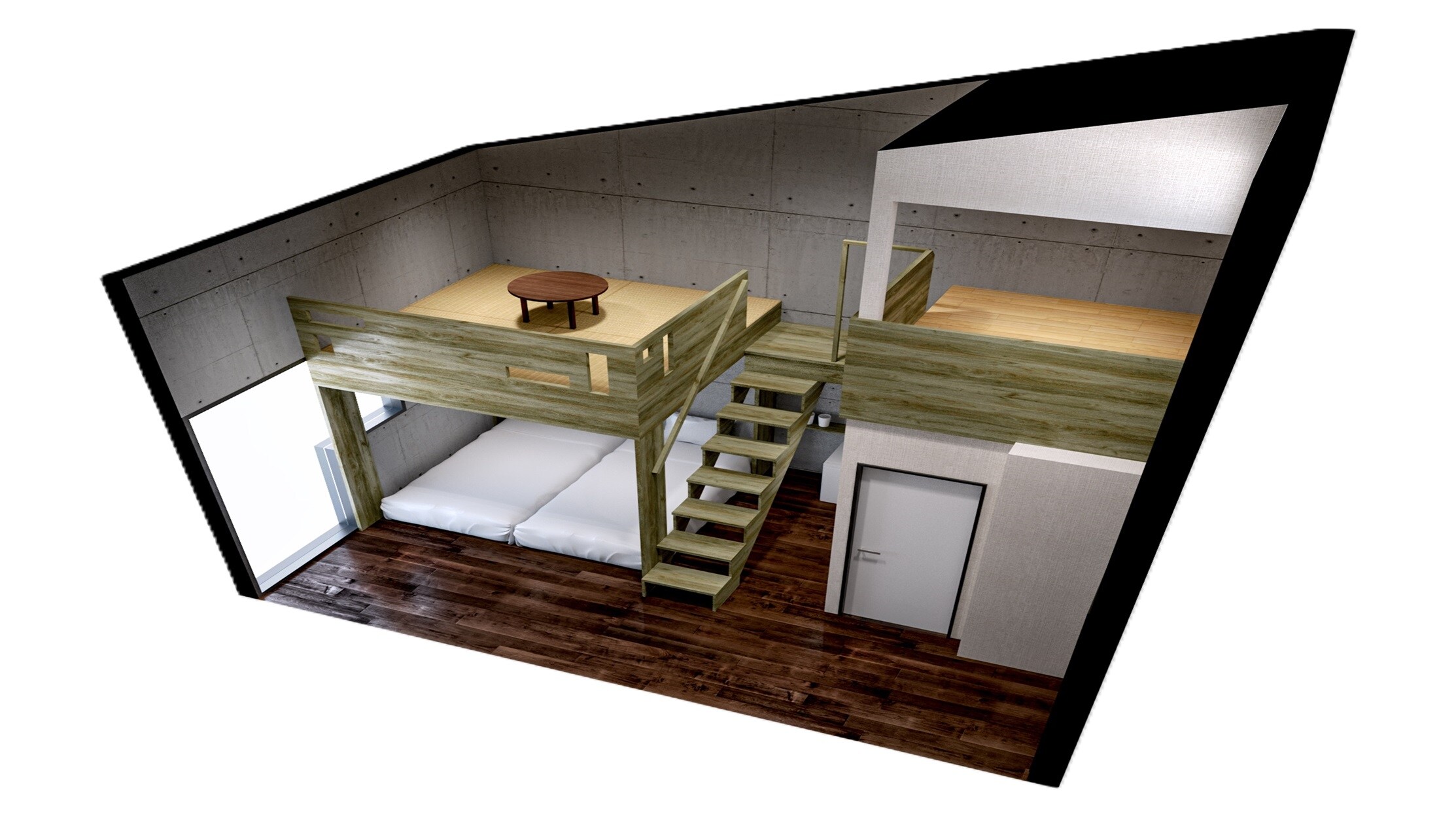 Japanese-Western style room, renovated in December! Comes with a loft and tatami mats and bedding