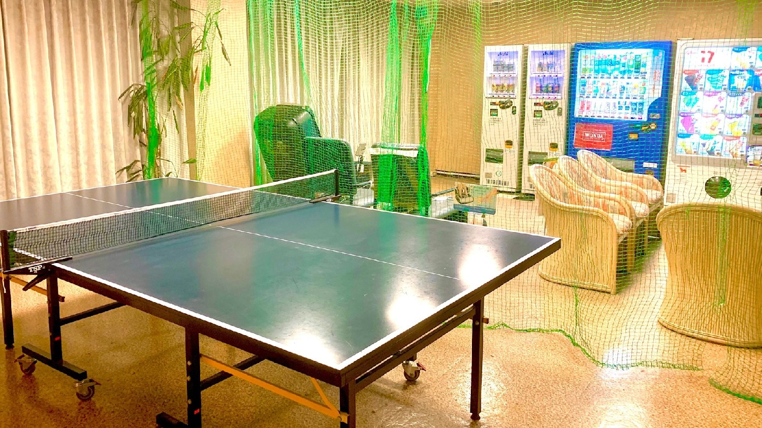 Table tennis table and vending machine corner