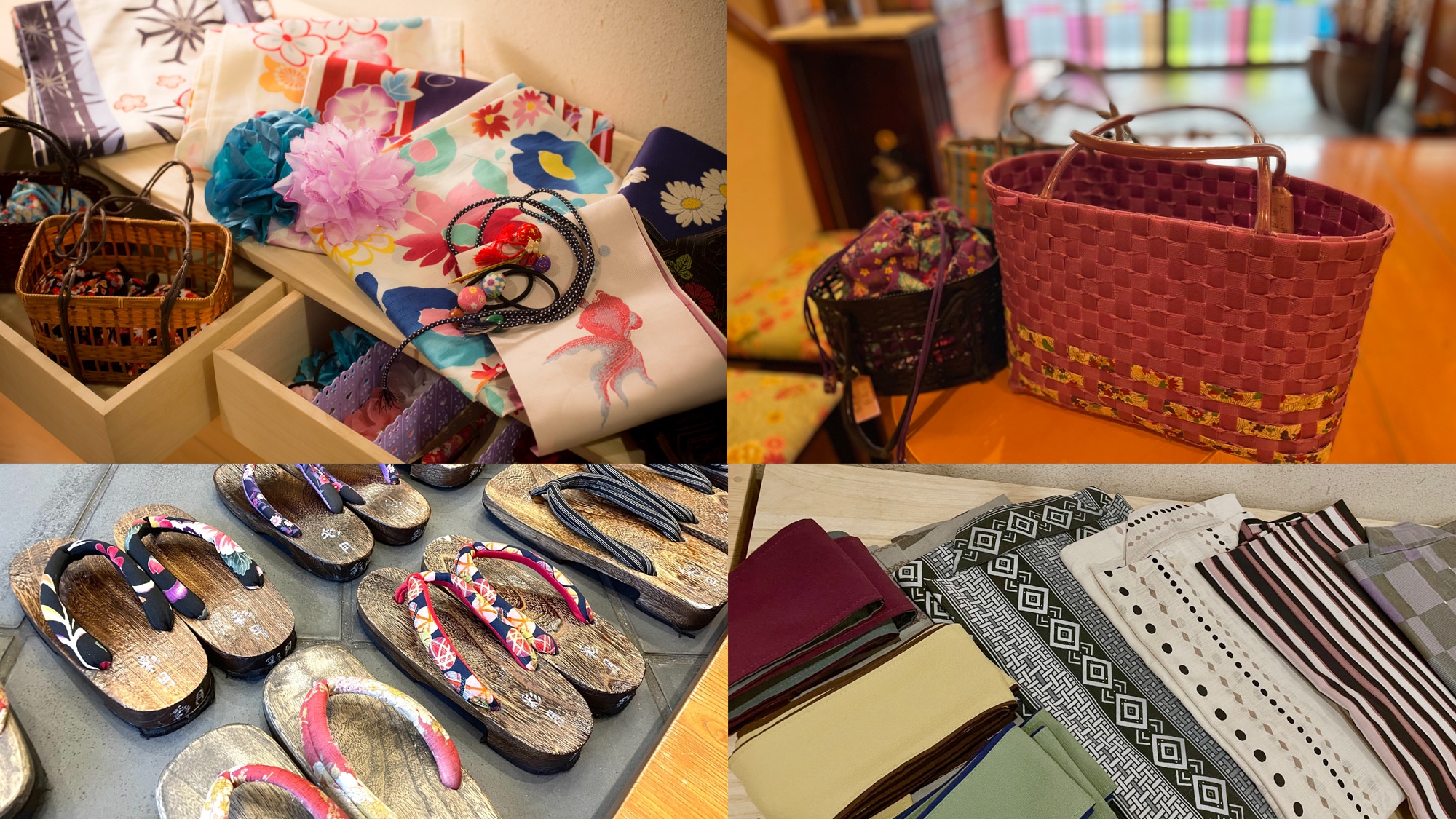 Kinosaki Onsen, the city of yukata. You can choose a colored yukata for both men and women. winter items