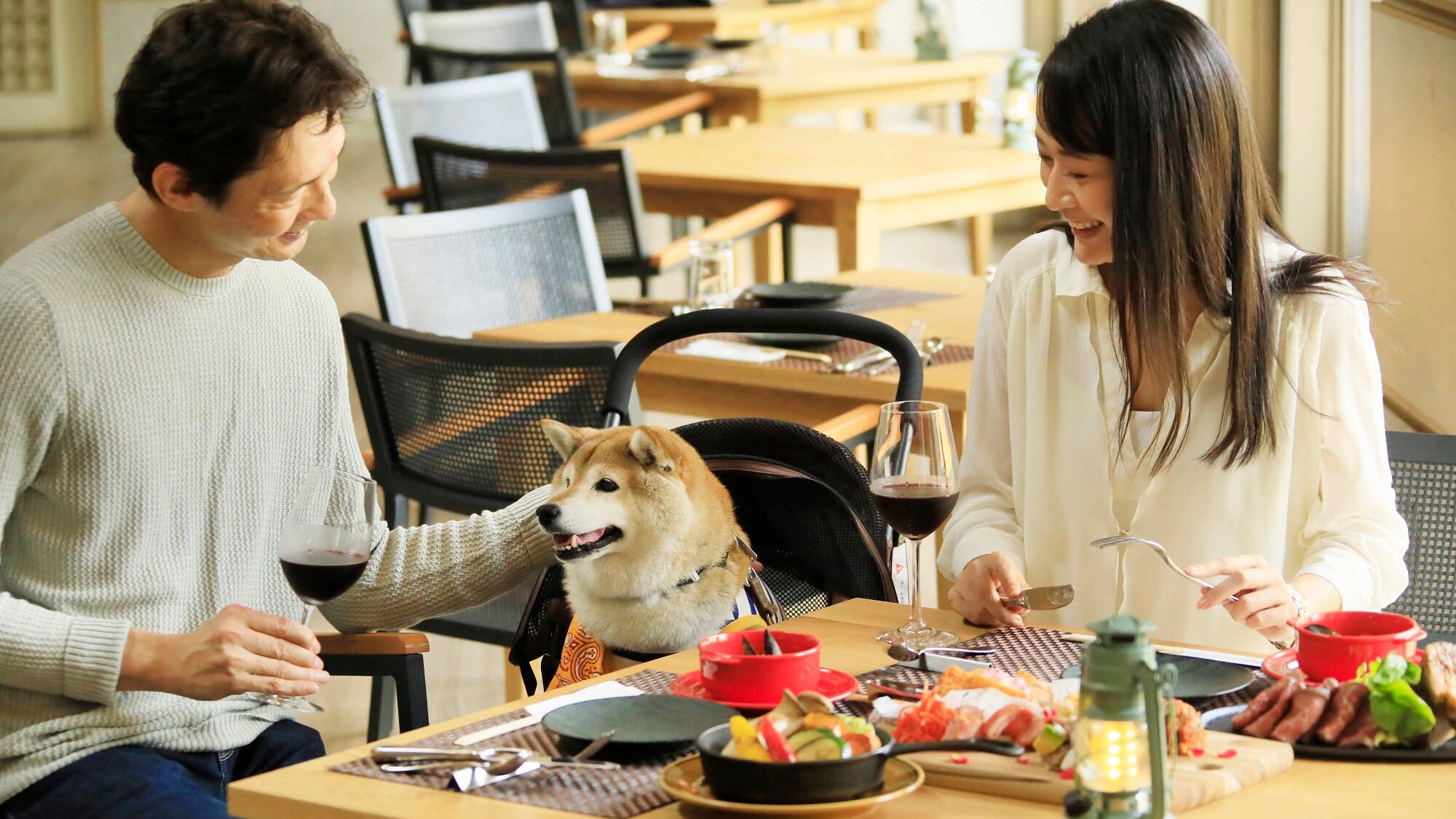 [Restaurant] You can enjoy your meal at eye level with your dog in a cart for your dog.