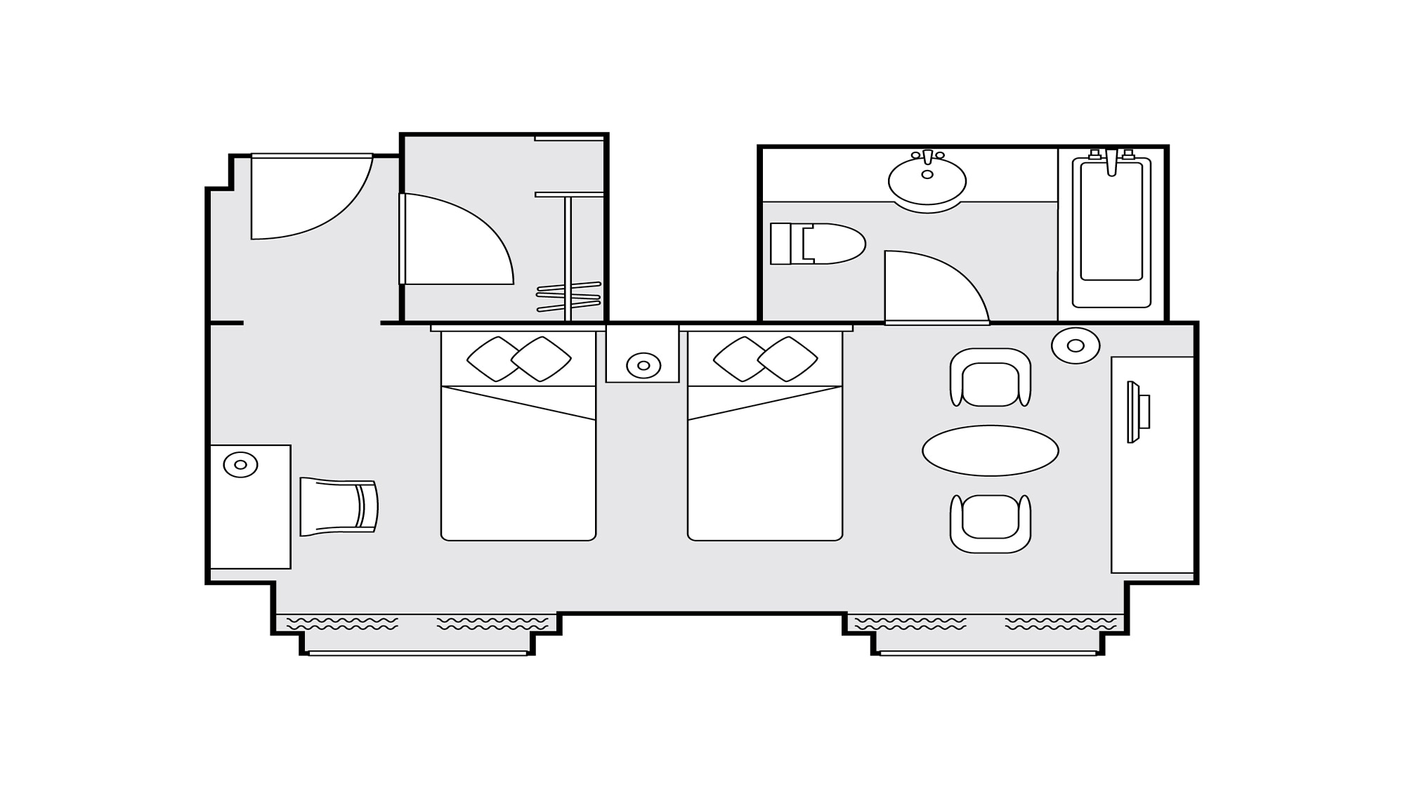 Deluxe Twin 36 square meters Floor plan