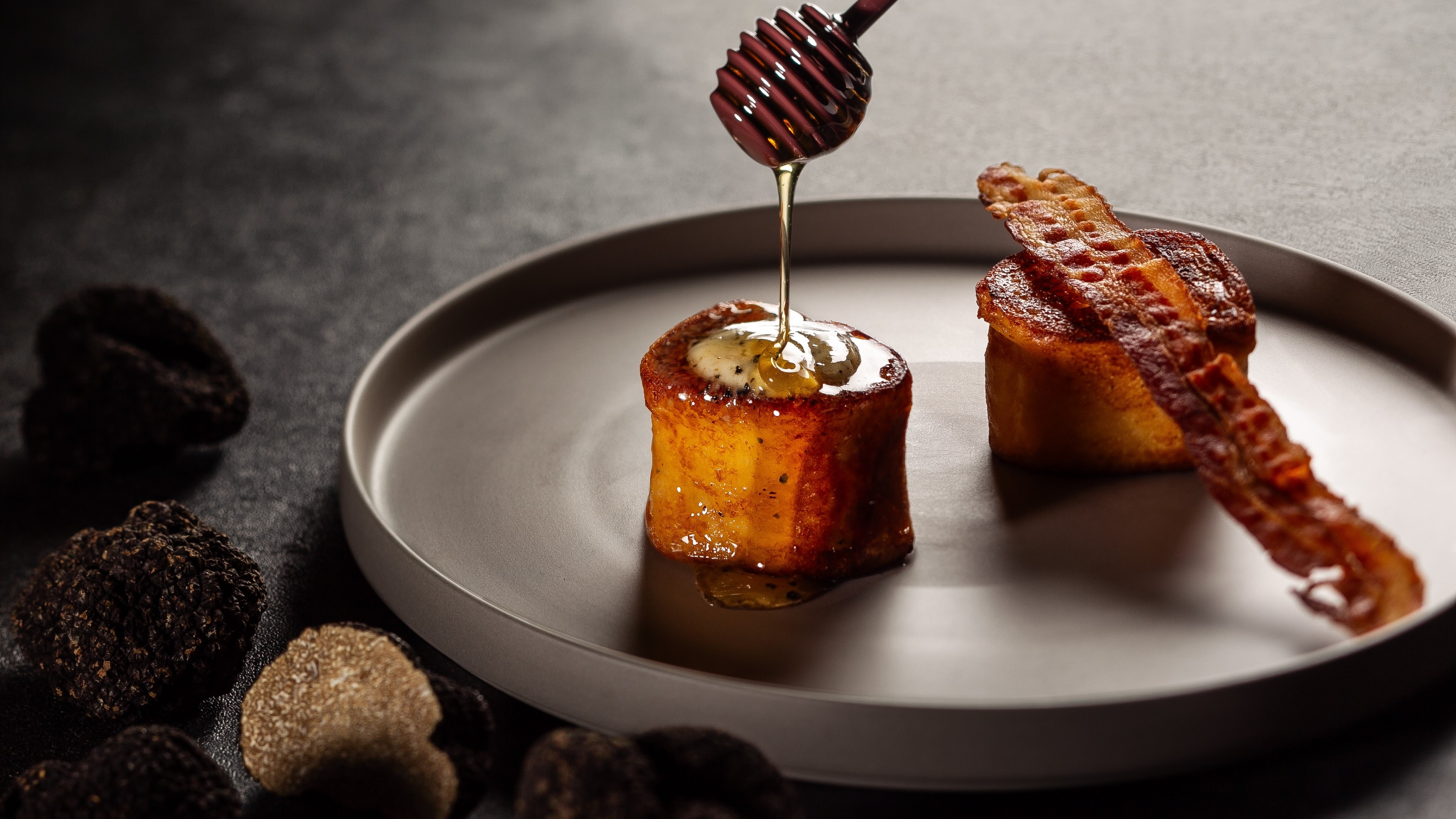 Breakfast image: <Served from the live kitchen: French toast with truffle butter>