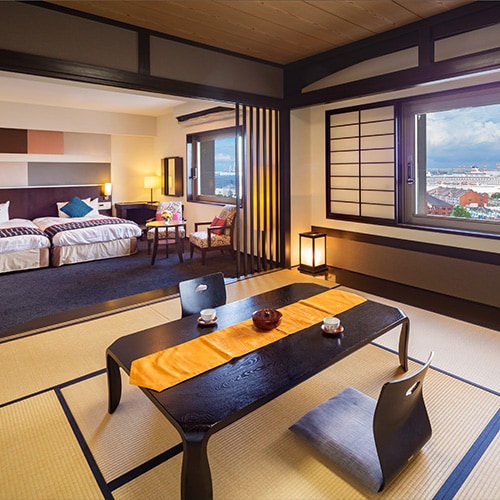 ■ Suite Room ■ 58.8 square meters, non-smoking, special room with two semi-double beds, combining Western and Japanese style rooms.