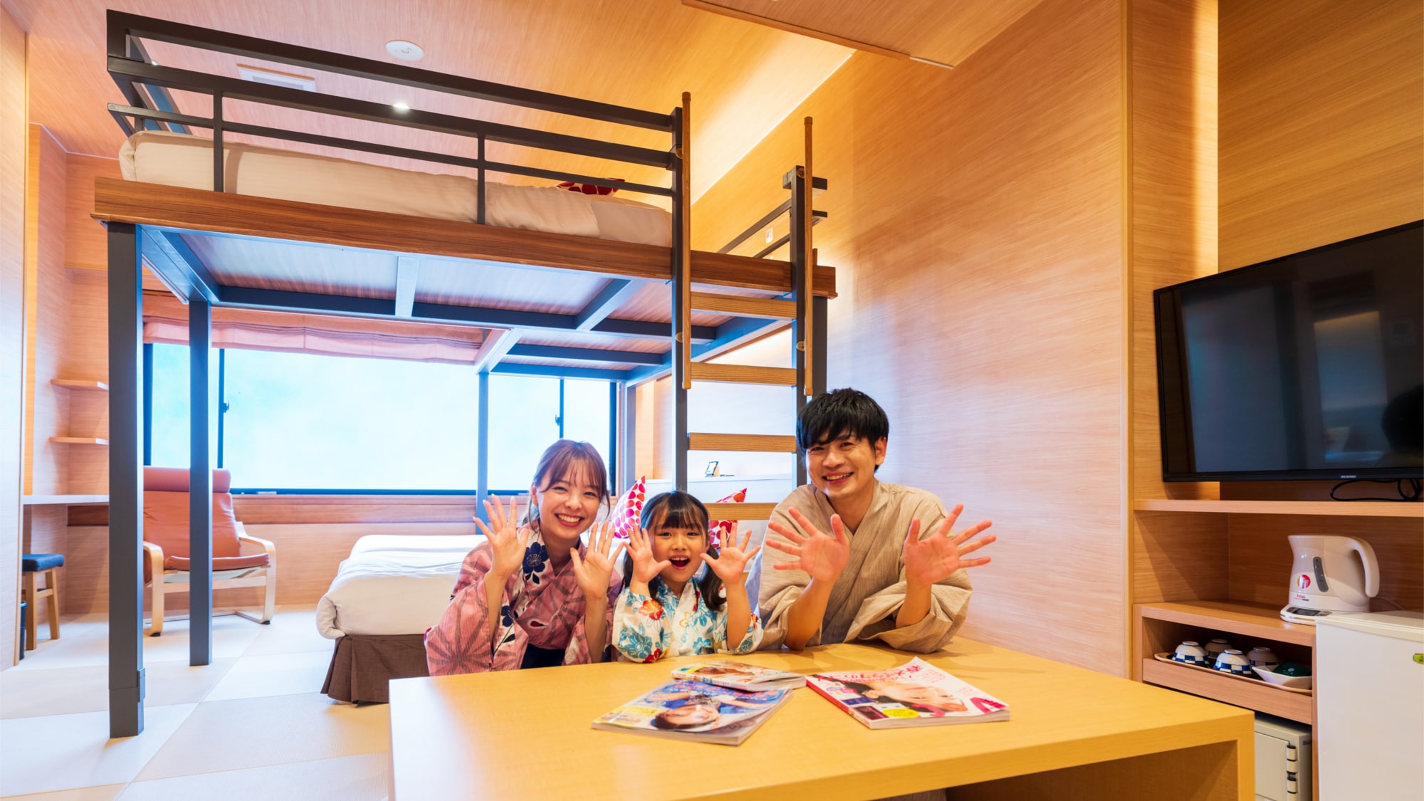 [ห้องสไตล์ญี่ปุ่น-ตะวันตกพร้อมเตียงสองชั้น] ทุกคนสามารถสนุกด้วยกันได้♪