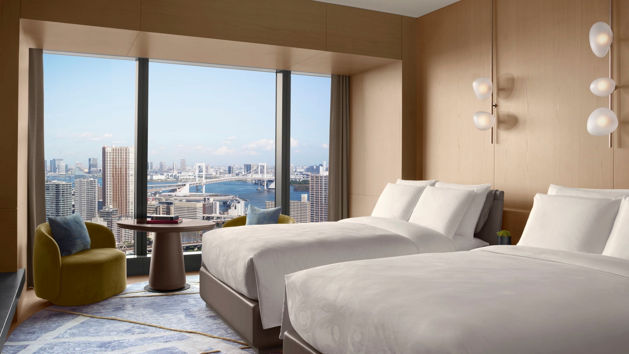 [Bay Deluxe Twin] Tempat persembunyian pribadi Anda di mana Anda dapat bersantai sambil menikmati pemandangan Jembatan Pelangi.