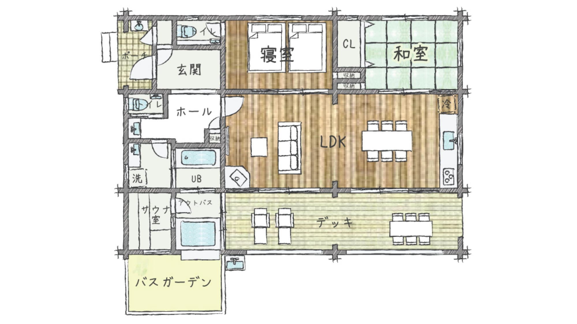 [Log Premium with sauna and open-air bath] Harmonia HL Floor plan