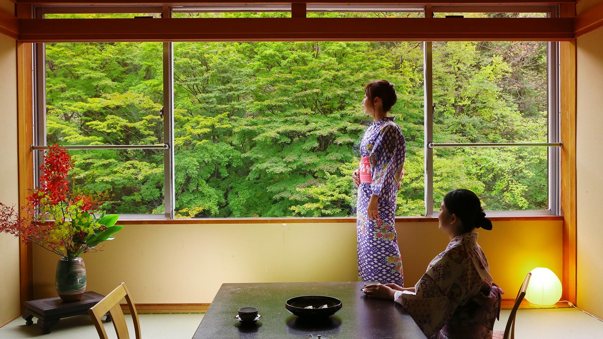 Phòng tiêu chuẩn Nhật-Tây 2 giường có bồn tắm trong nhà rộng 7,5 chiếu tatami
