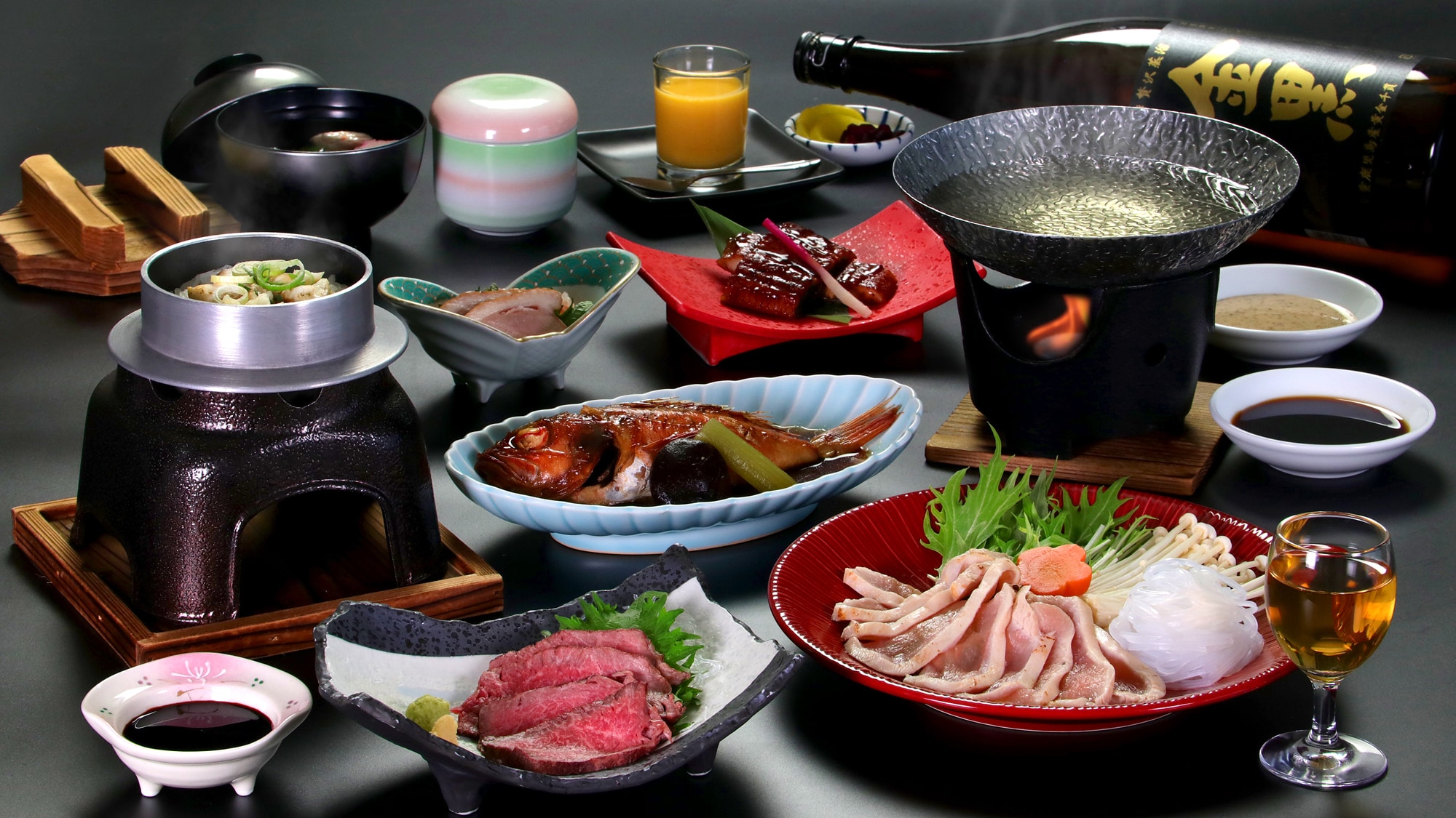 [Yakamihime Kaiseki Course ☆ Spring/Summer] Chicken Shabu-Shabu x Wagyu Beef Sashimi