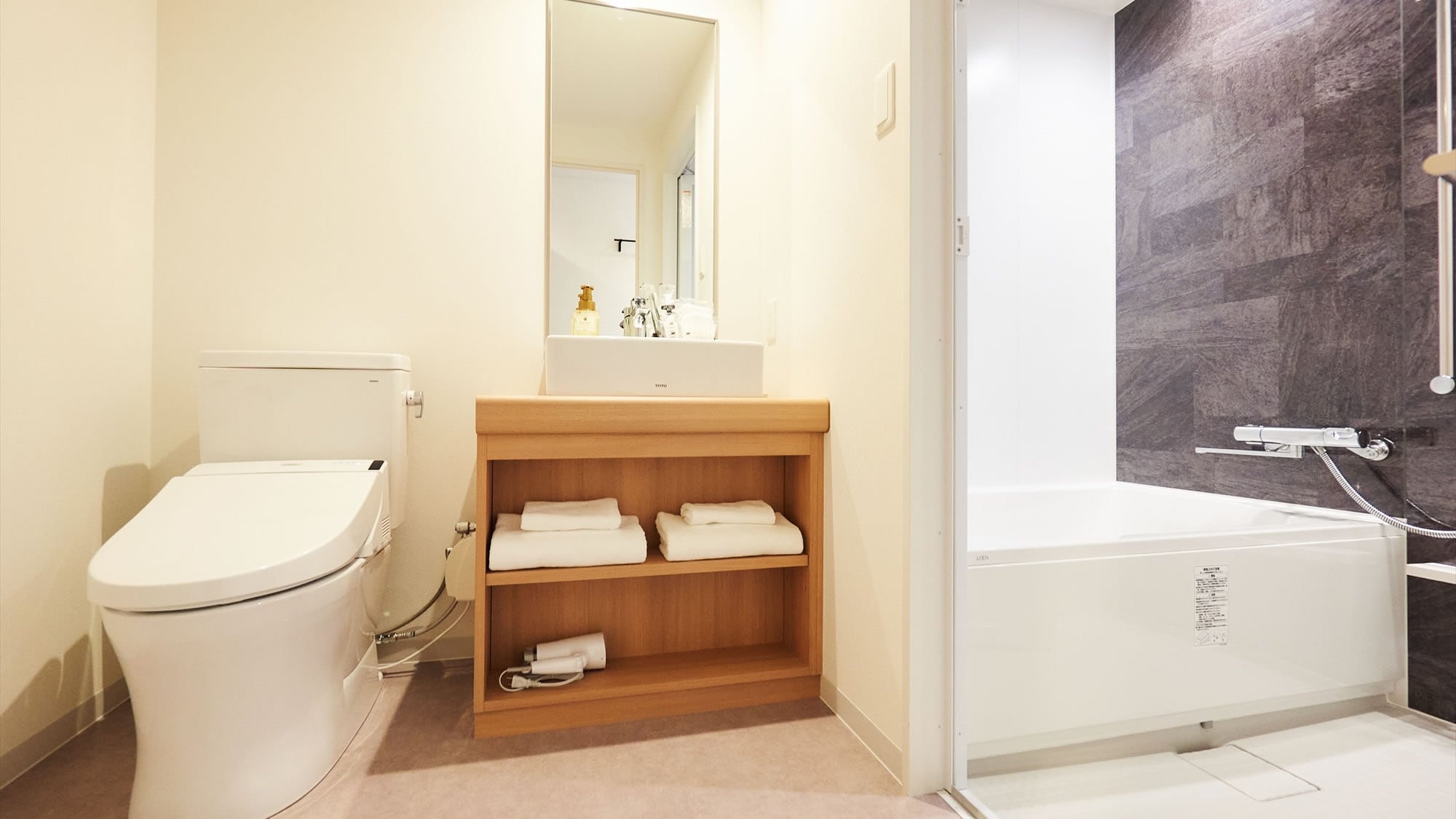 This room has separate bathroom and toilet.