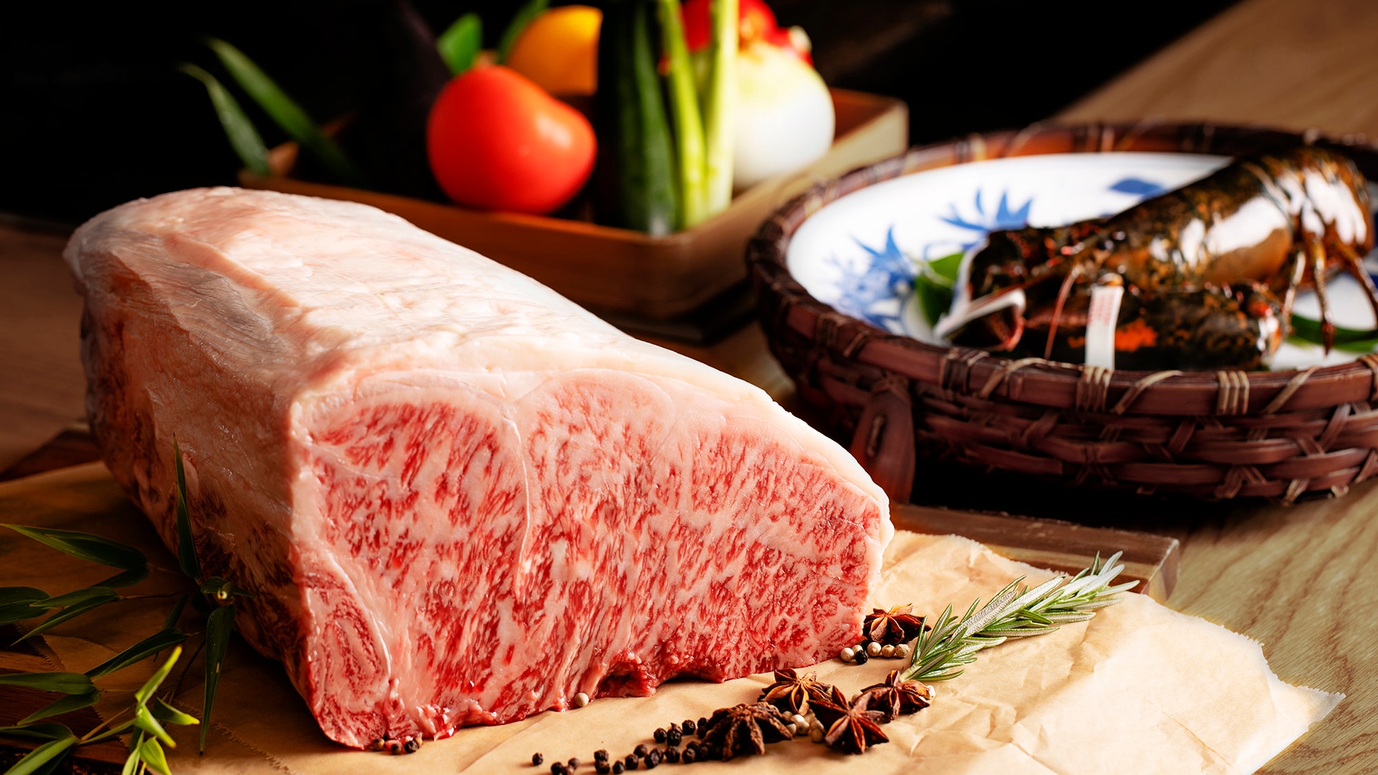 High-quality marbled Saga beef, lobster and fresh vegetables grown in the plains. We have prepared Saga ingredients that we are proud of.