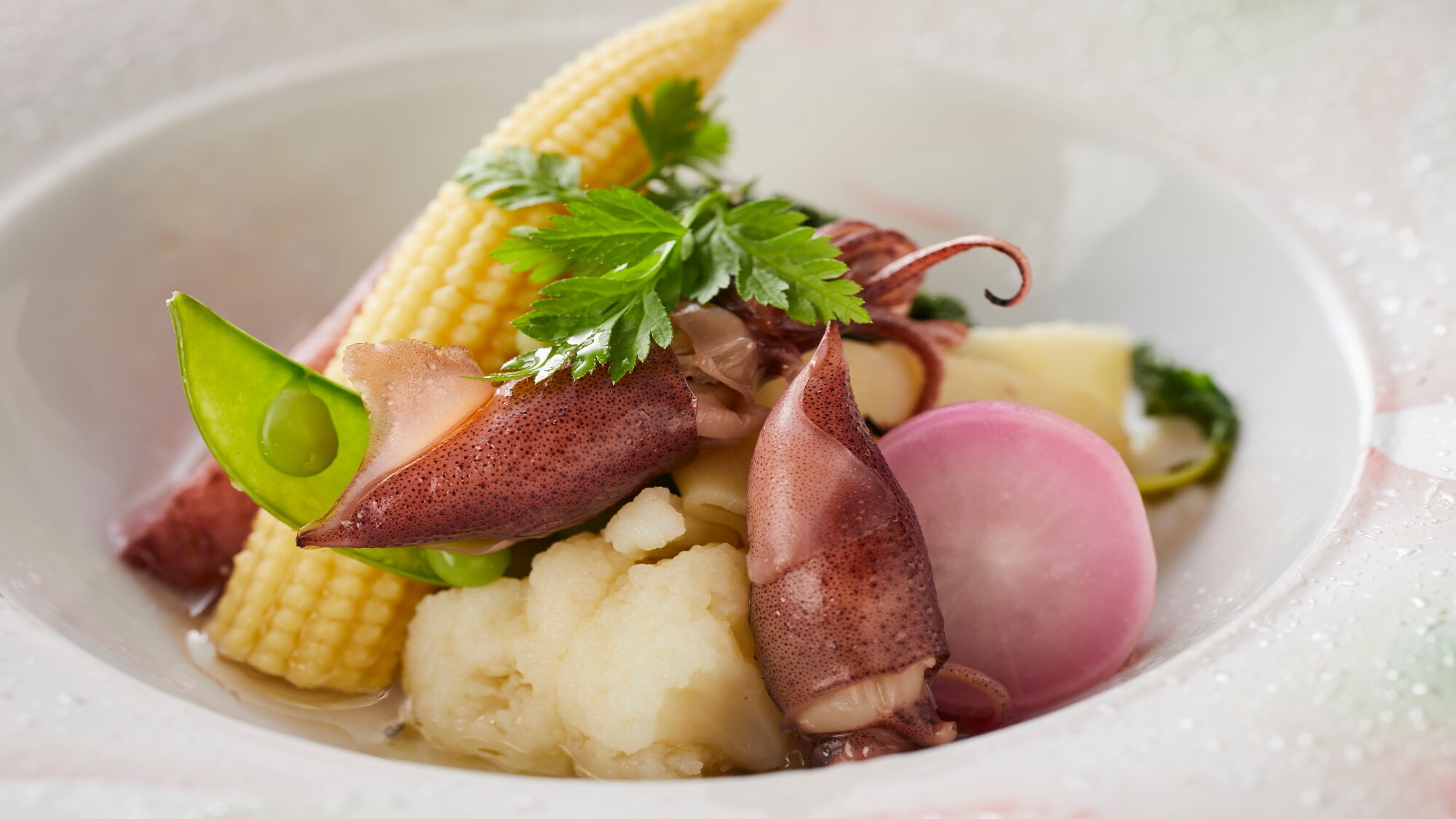 [Seasonal Kaiseki] Spring (March - May 2026) Plate: Firefly squid and colorful vegetable etouffee