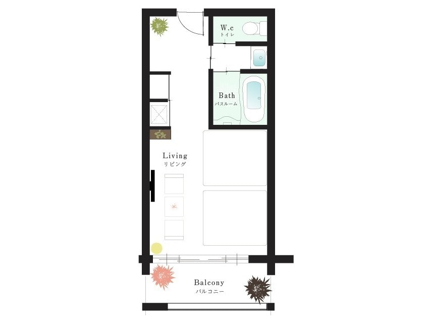 [Twin room 31m²] Floor plan of two queen beds