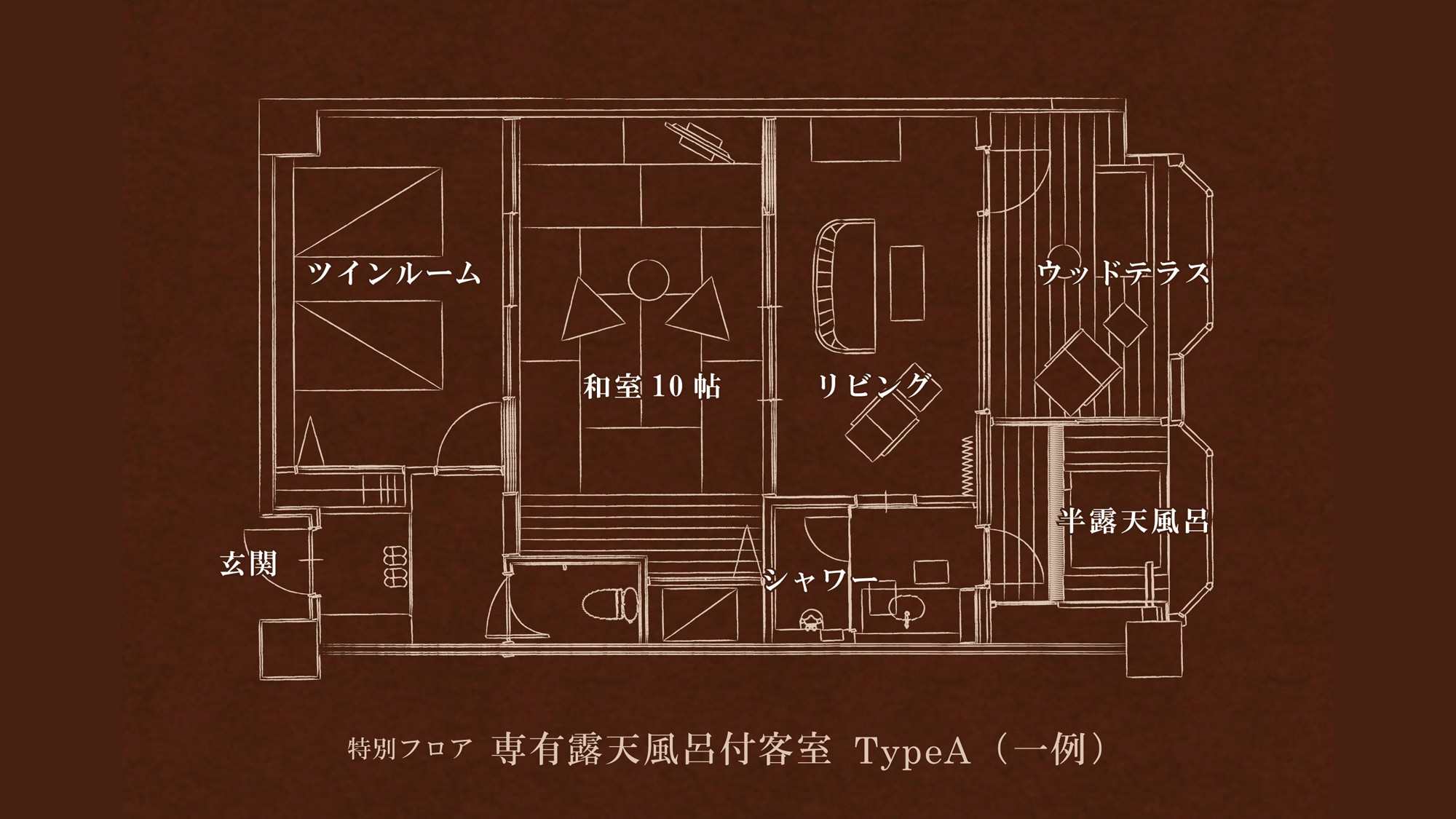 Kamar mewah dengan pemandian udara terbuka pribadi Tipe A (sisi gunung Yuzuruha / contoh)