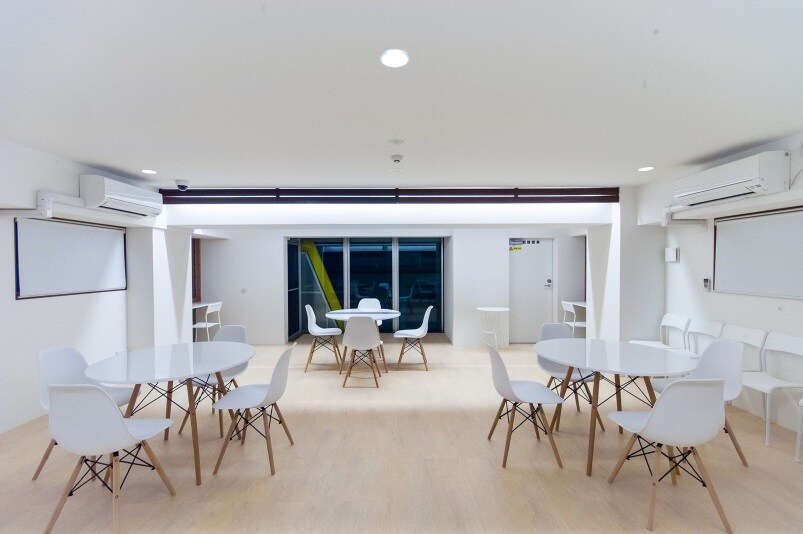 Inside the building