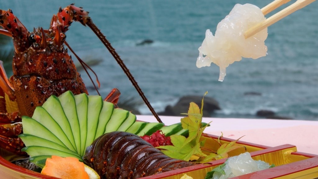 Close-up photo of spiny lobster sashimi