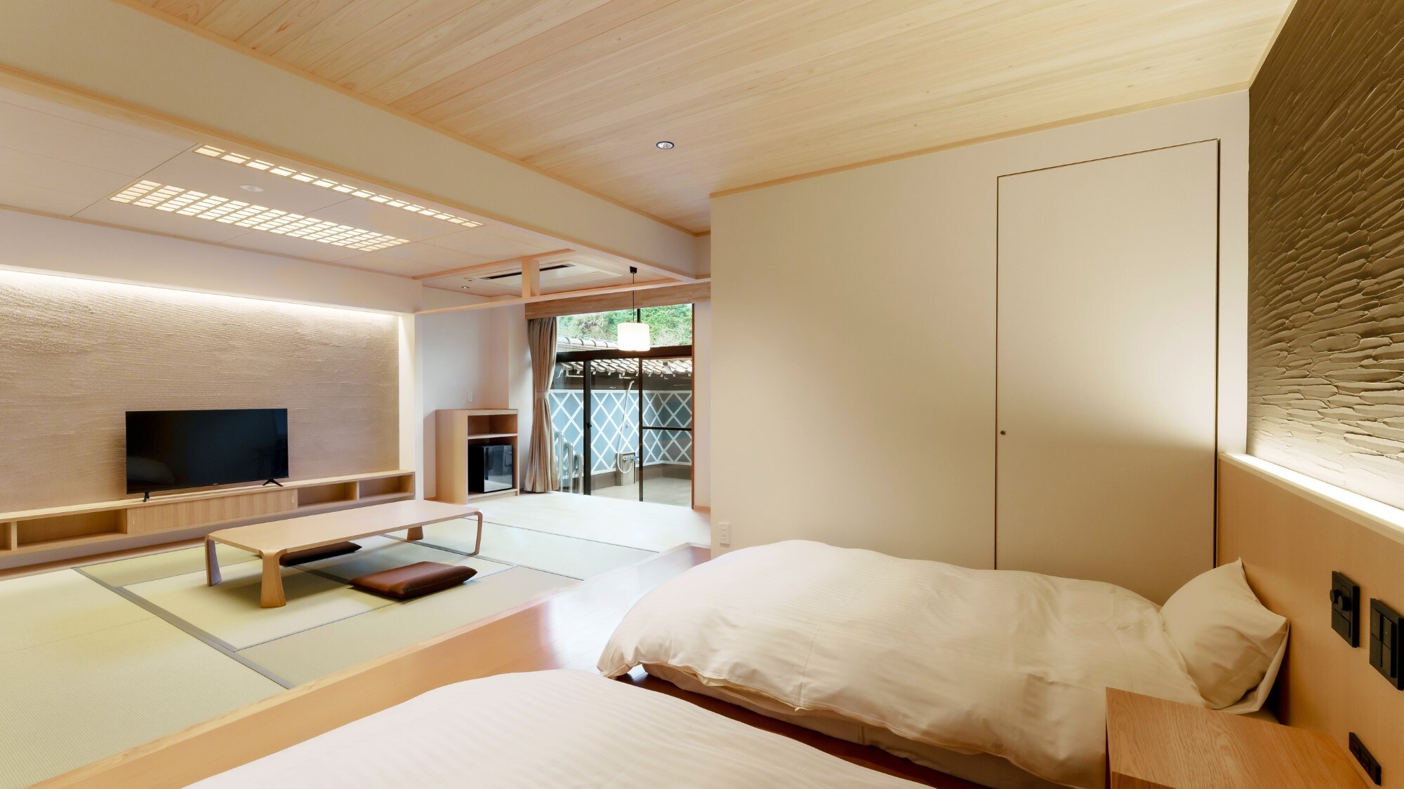 Special room with granite open-air bath <Japanese-style room 8 tatami mats and twin bedroom> D