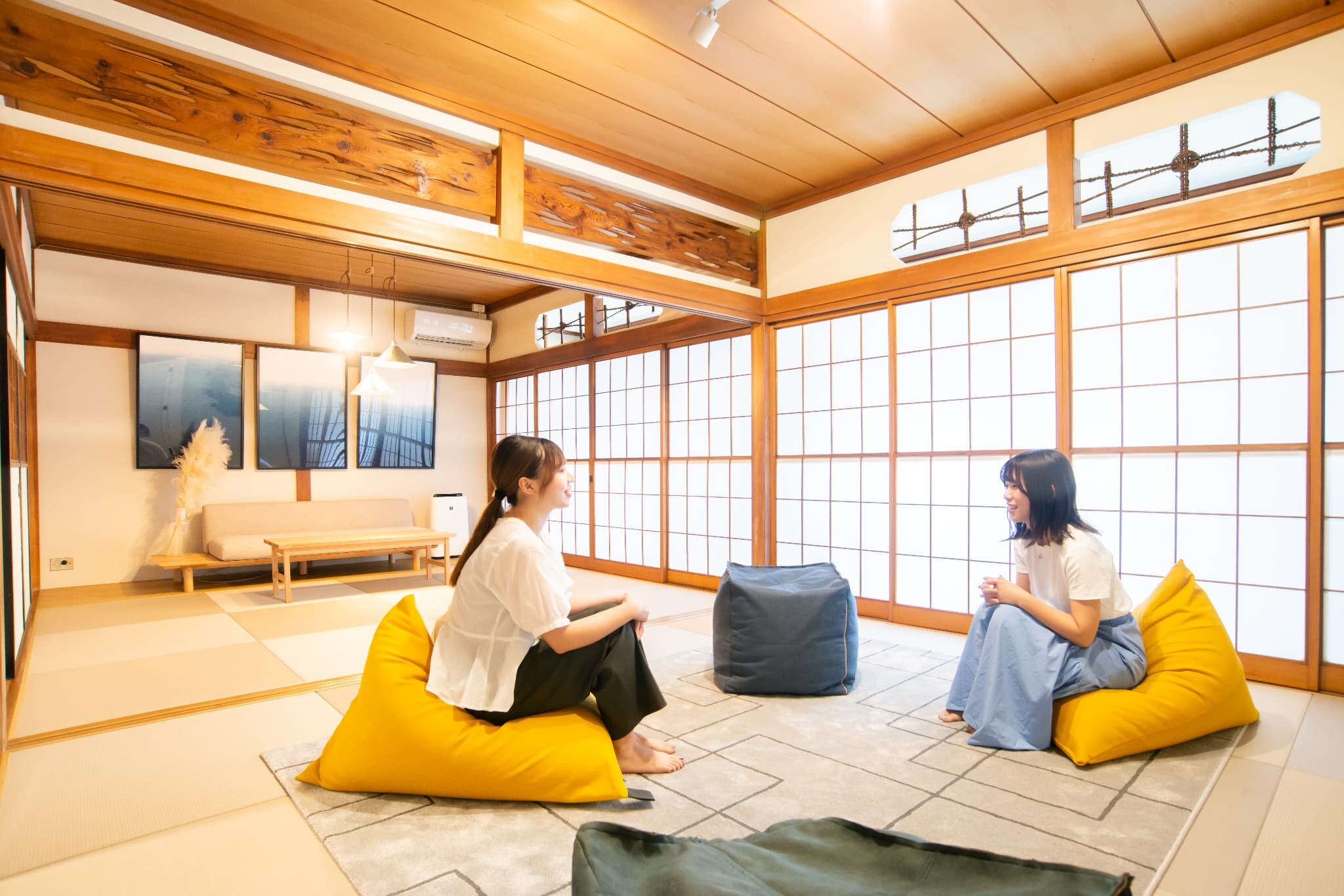 Mirai [Living Room] A spacious living room spanning two rooms.