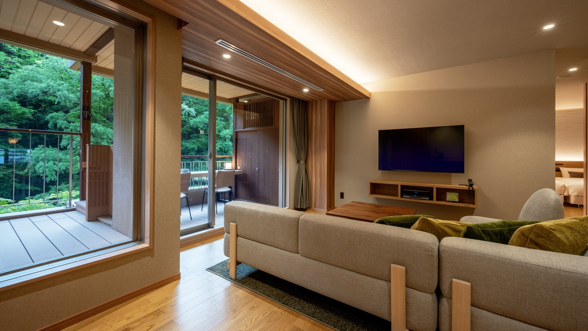 Shidate Suite has a living room, a bedroom and a Japanese-style room, so you can enjoy your time in private.