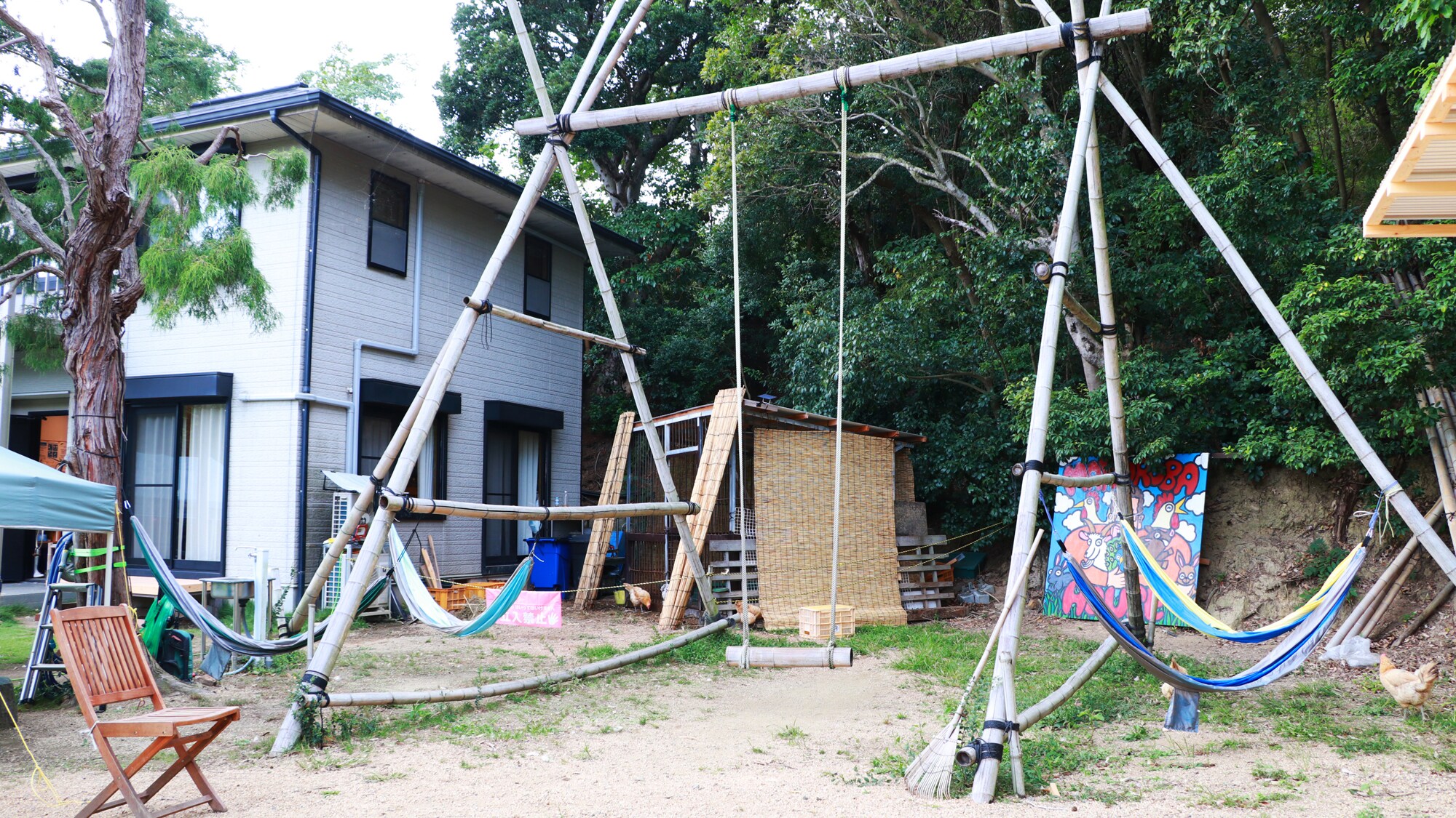 Handmade wooden swing