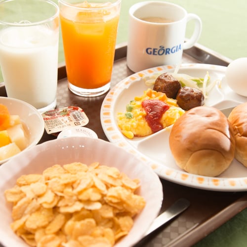 Breakfast is Japanese and Western buffet style