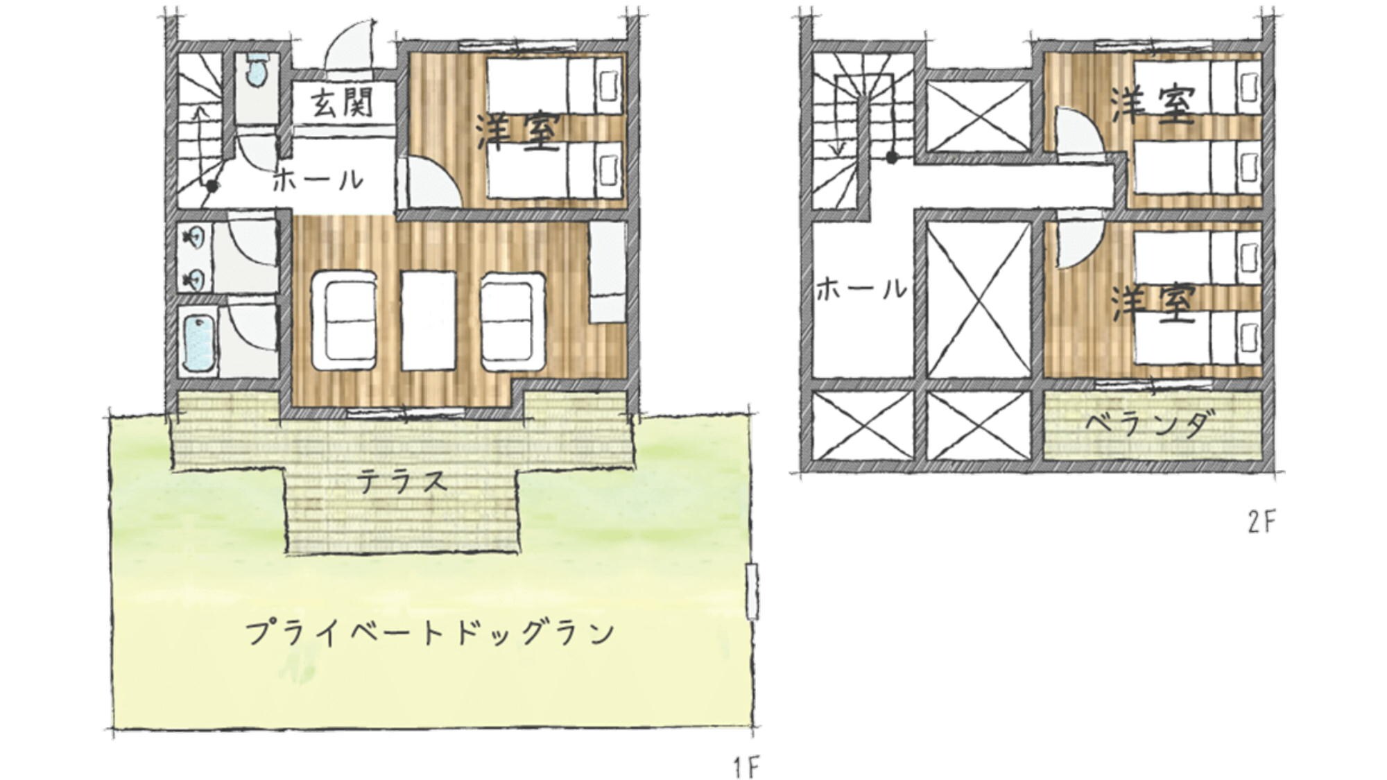 [Lakeside Dog Villas with special seats overlooking the lake] P6 Floor plan