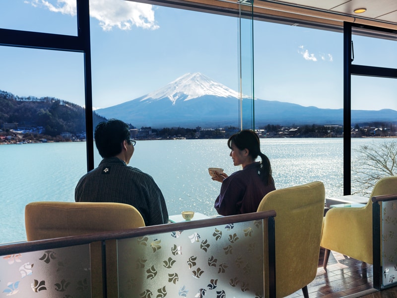 Mt. Fuji while having tea