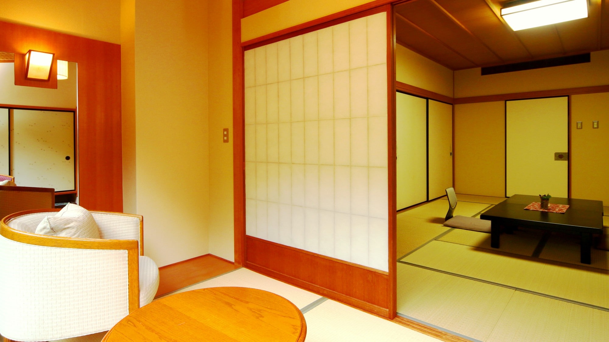The rooms are designed in a purely Japanese style.