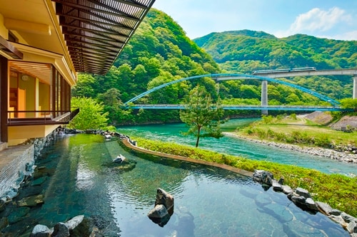 View from the men's open-air bath