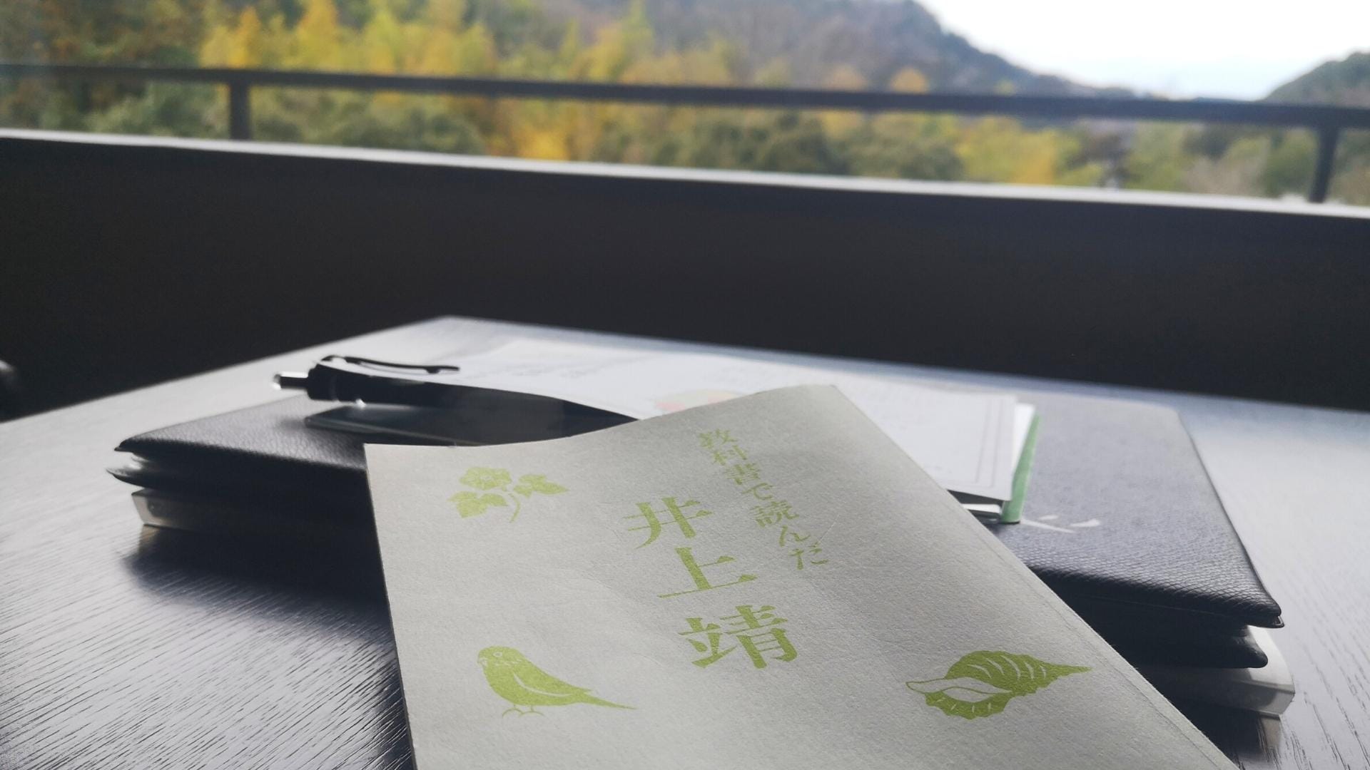 <帶陽台的普通日式房間 備品> 房間裡備有井上泰先生的文學之都的代表作。