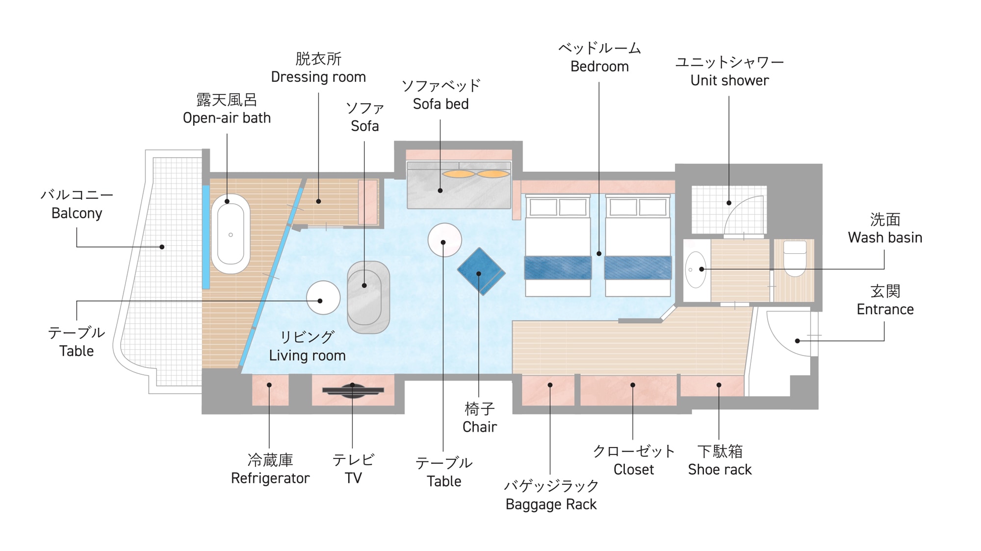 [Floor plan] Premium ocean view with open-air bath