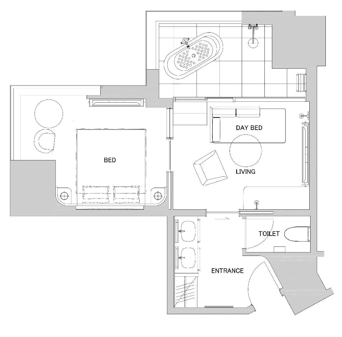 Semi-suite double room floor plan