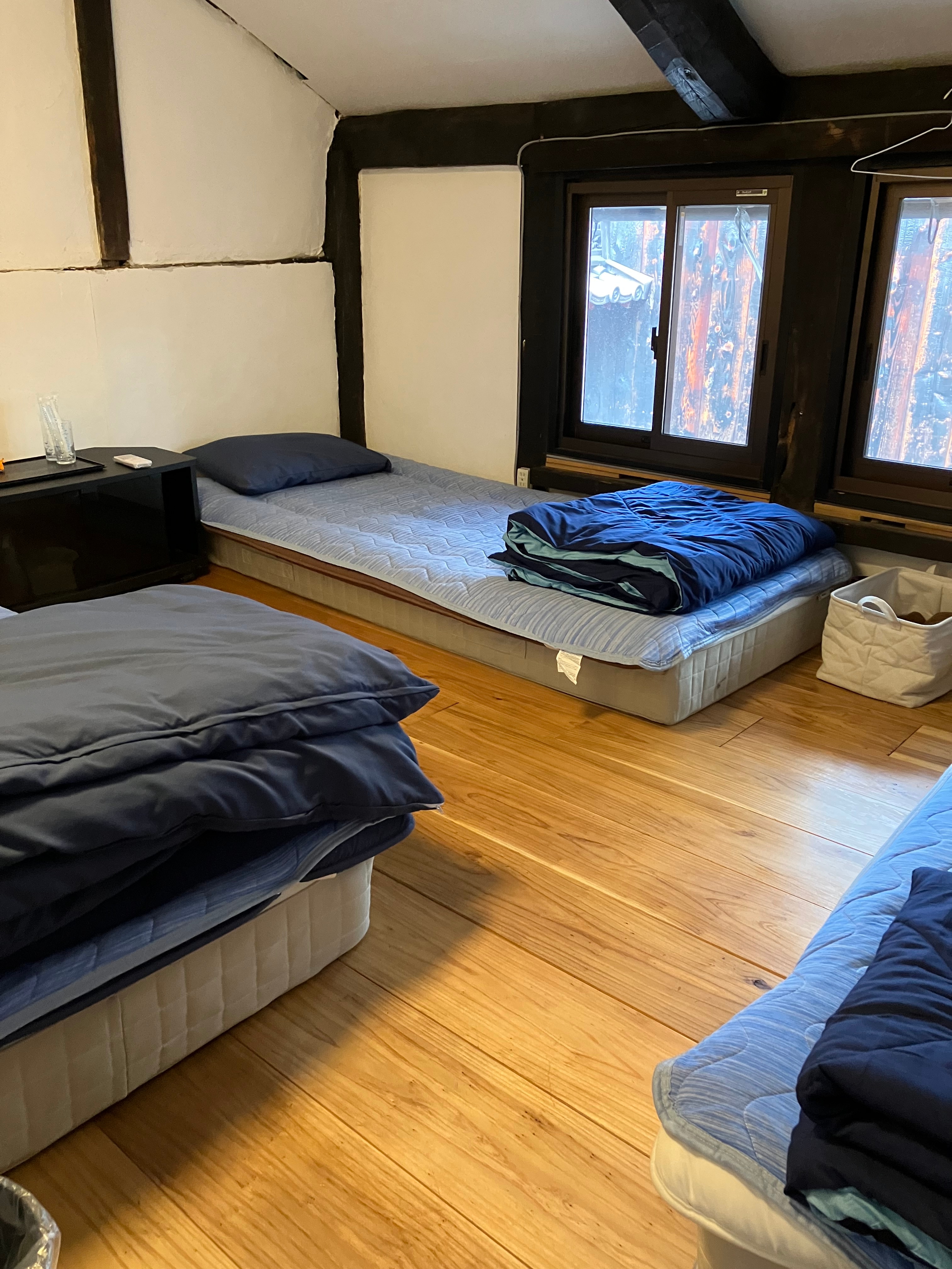 There are three single beds