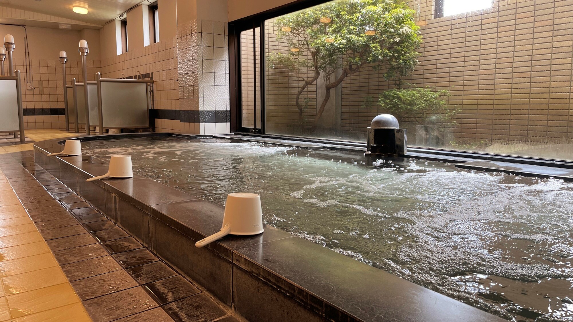 A large public bath where you can relax and unwind after your trip.