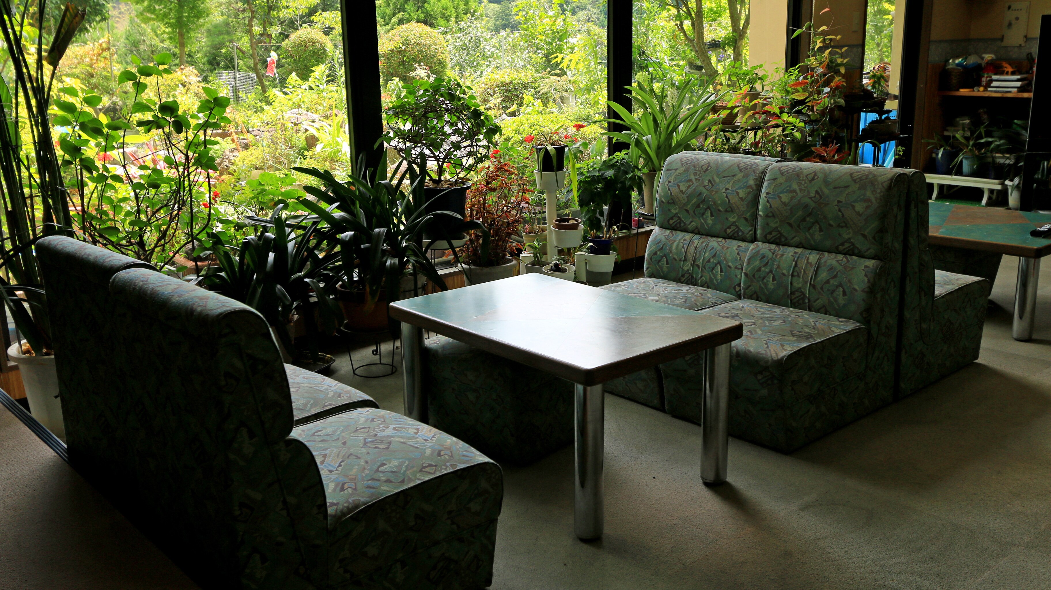 A refreshing space surrounded by flowers