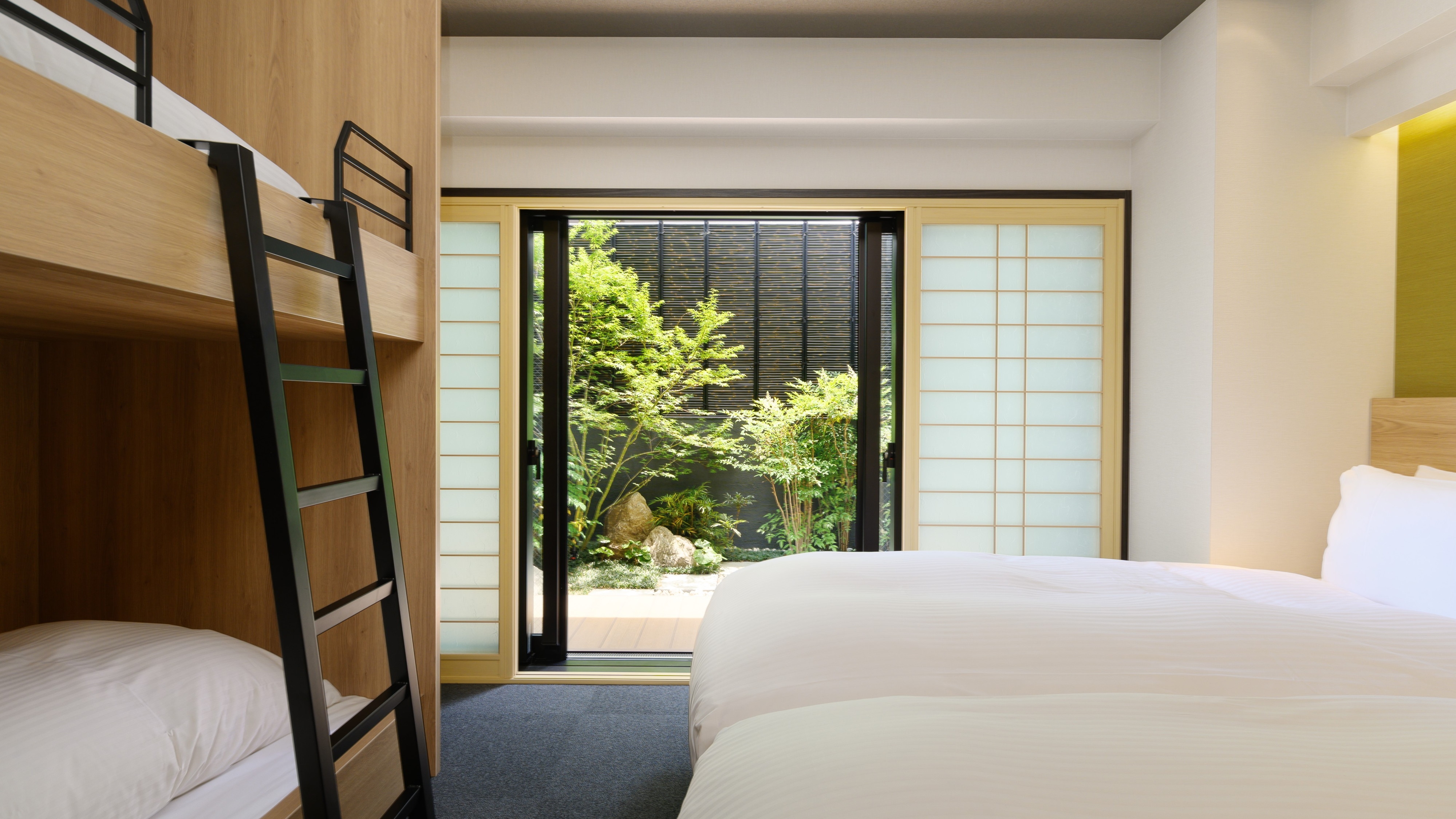 You can see the garden from the window