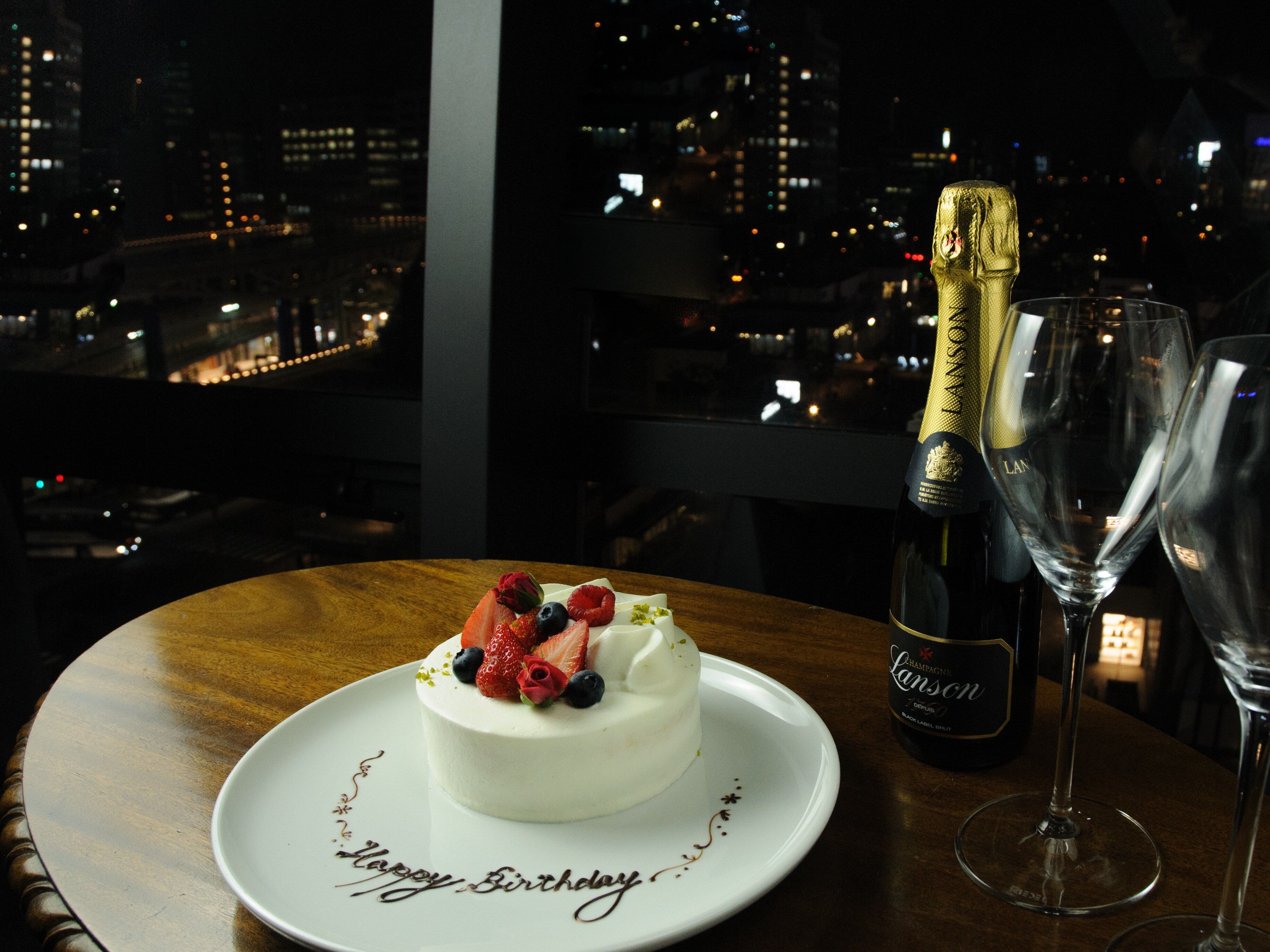 Cake and champagne