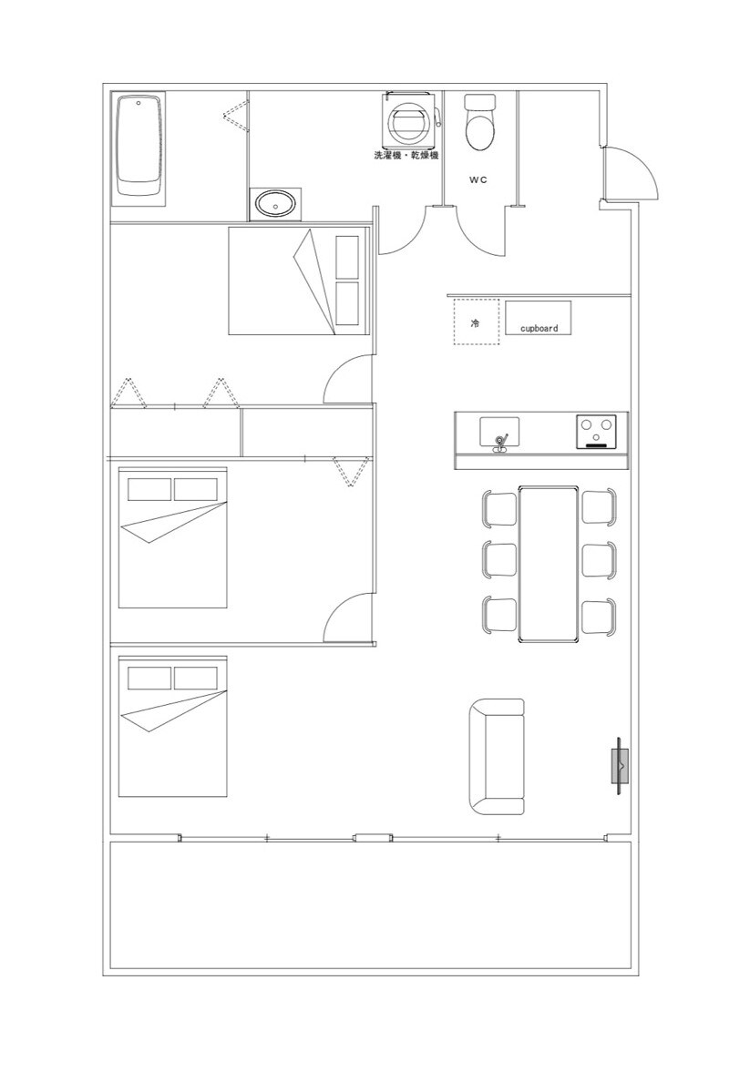 Oceanfront corner floor plan 1