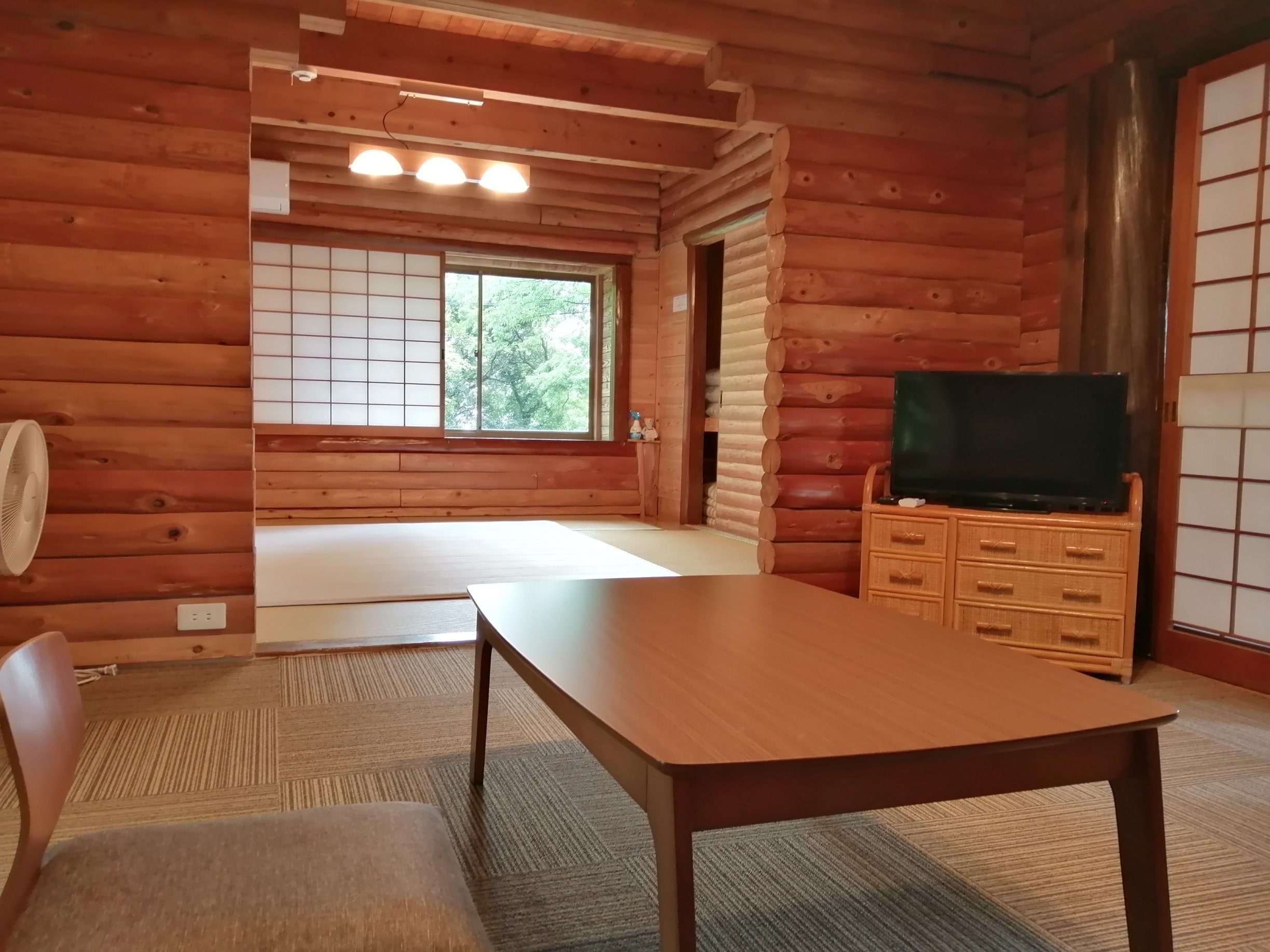 Log house living room example