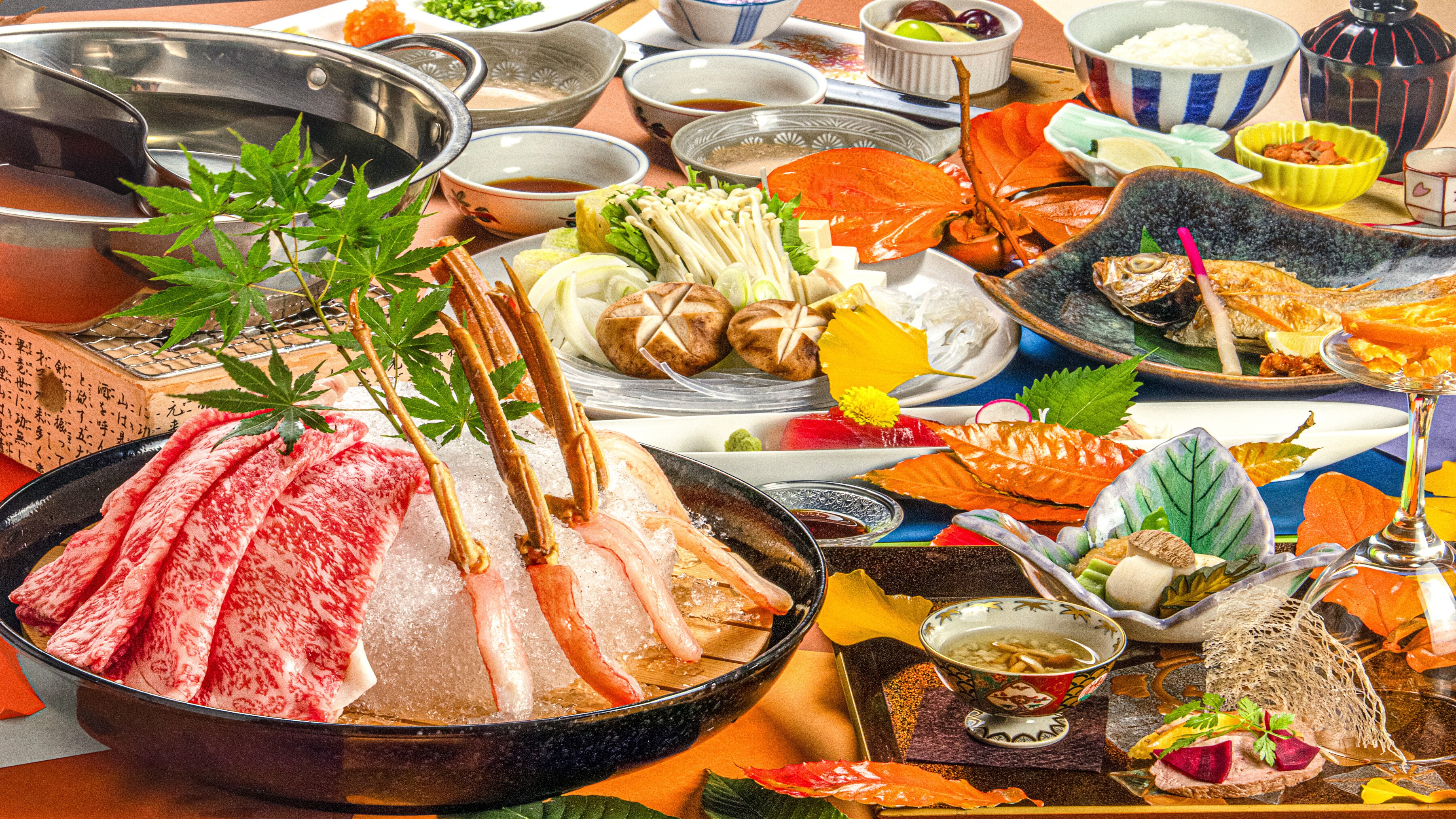 Jamuan khusus "Hidangan gunung es daging sapi Shibata & kepiting salju" dari Akebono