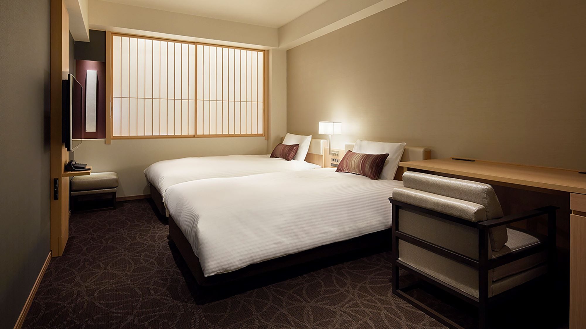 Tempat tidur twin 29㎡ yang dapat diakses penyandang disabilitas: 1.110 x 1.970mm